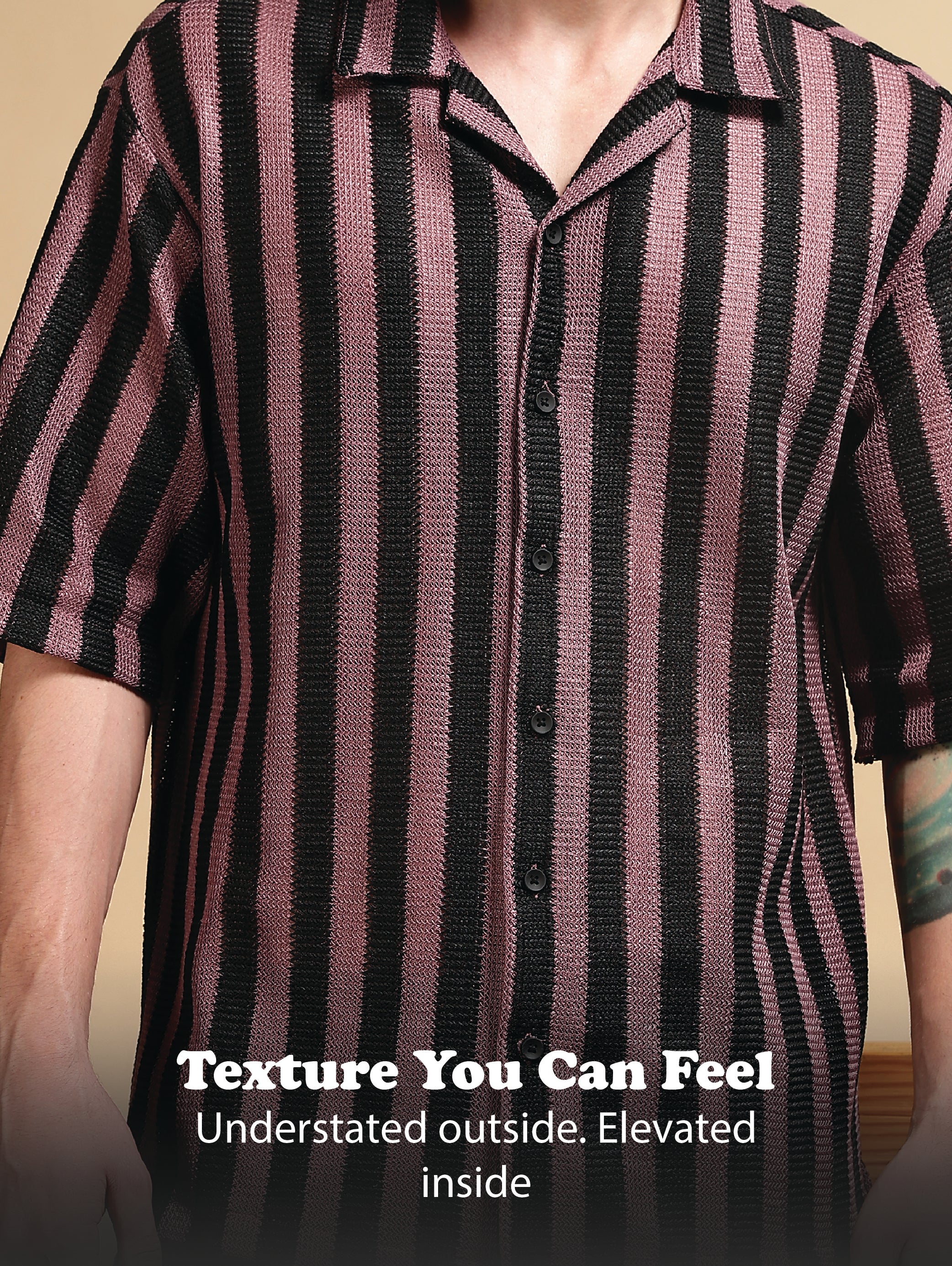 Men Pink Polyester Croatia Striped Shirt - Image 10