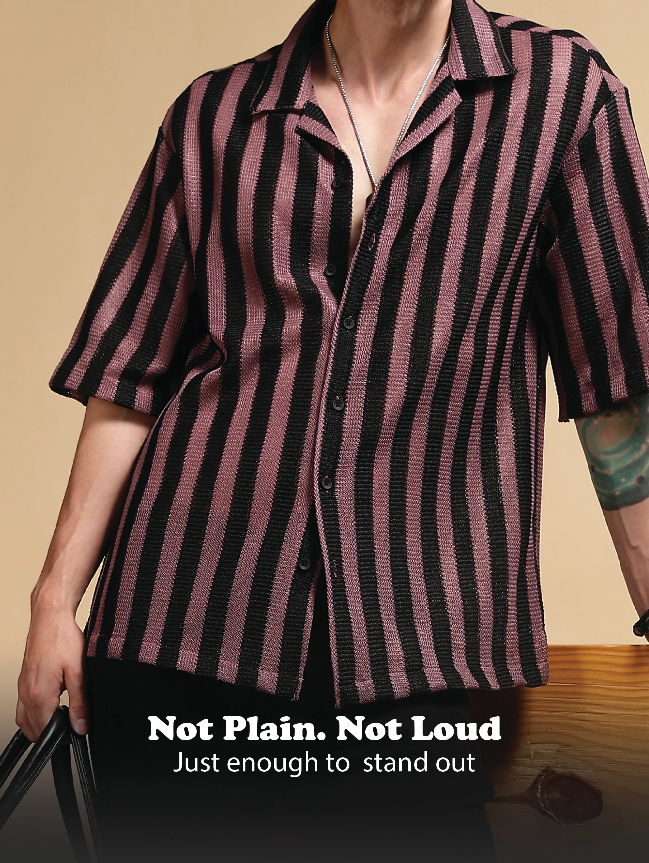 Men Pink Polyester Croatia Striped Shirt - Image 12