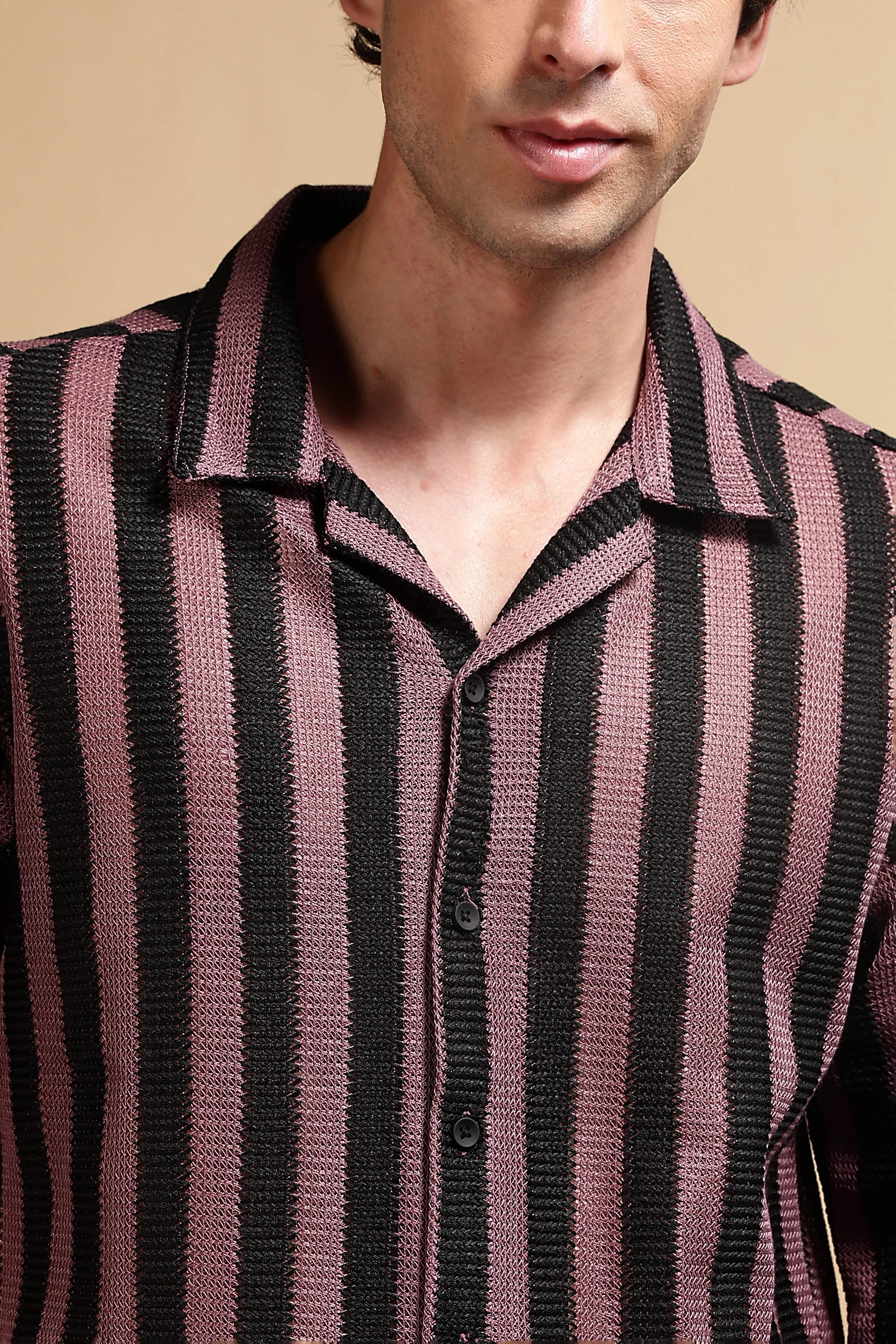 Men Pink Polyester Croatia Striped Shirt - Image 9