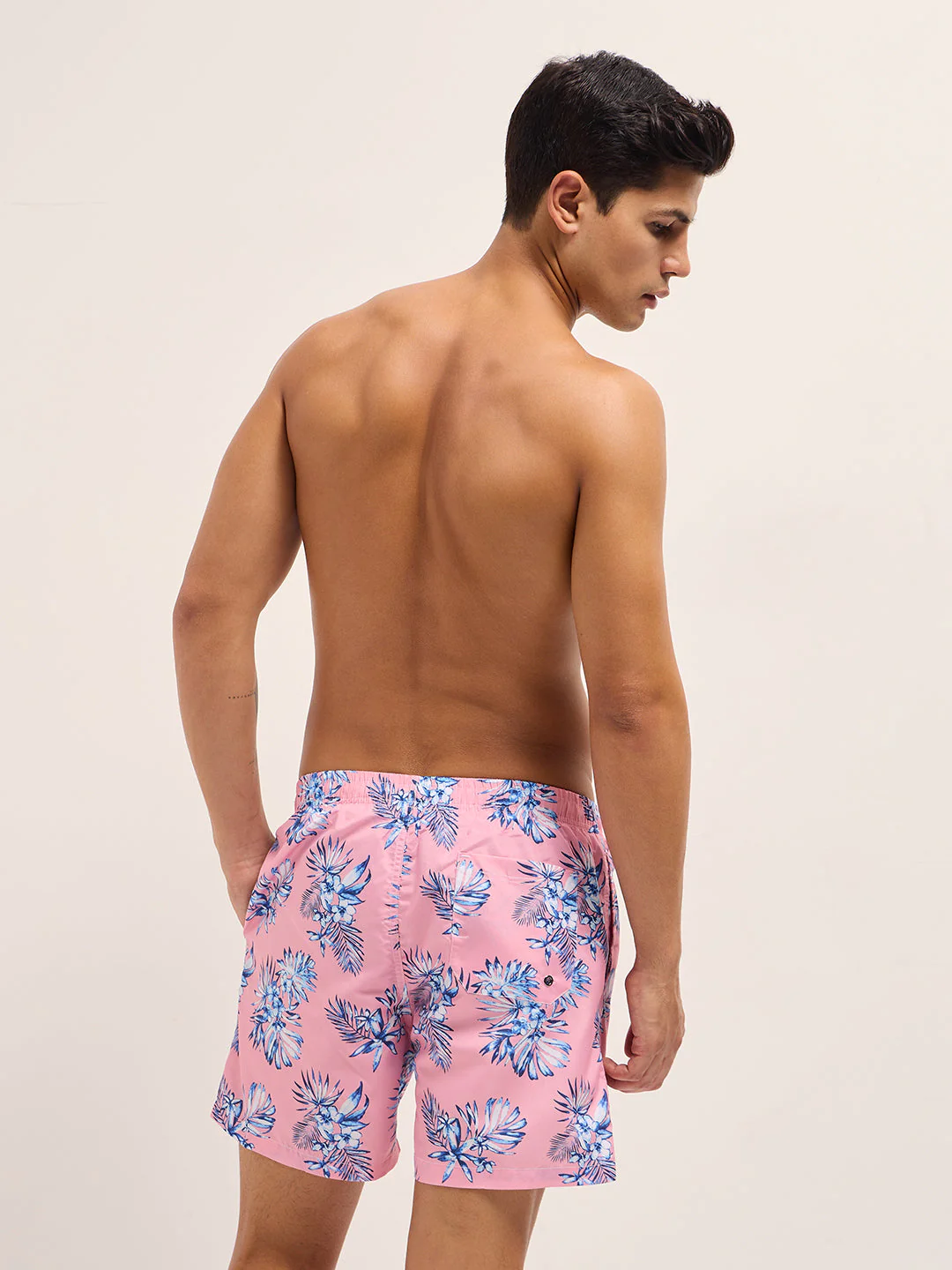 Men Pink Printed Swim Shorts - Image 2