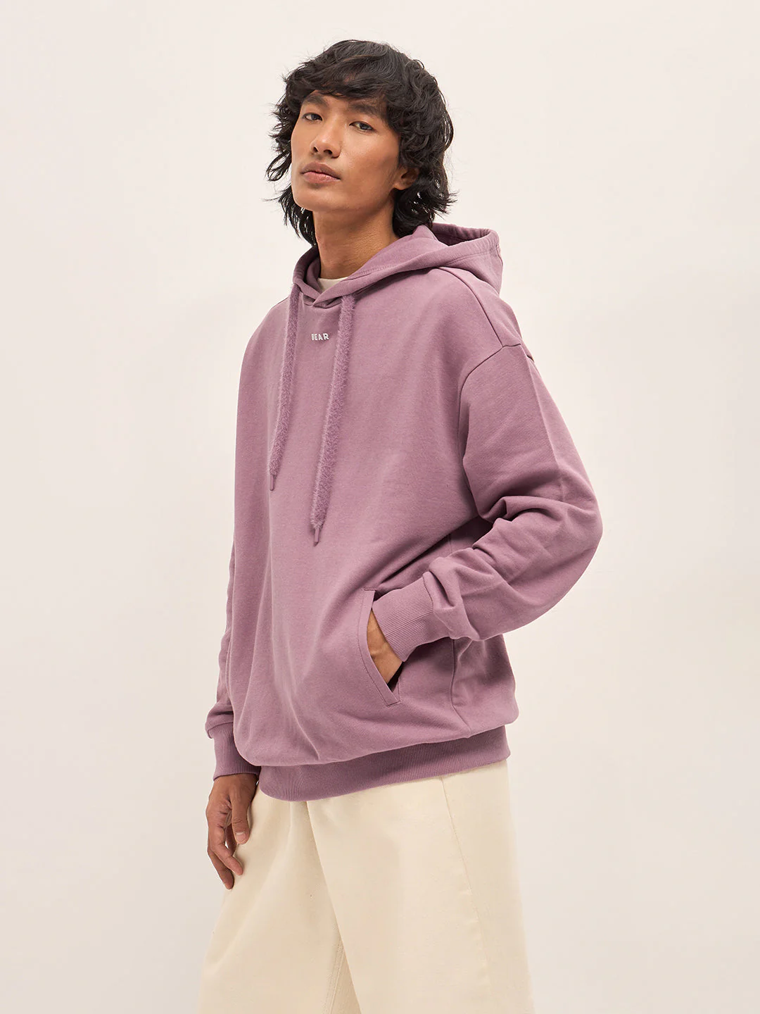 Men Pink Relaxed Fit Hoodie - Image 3