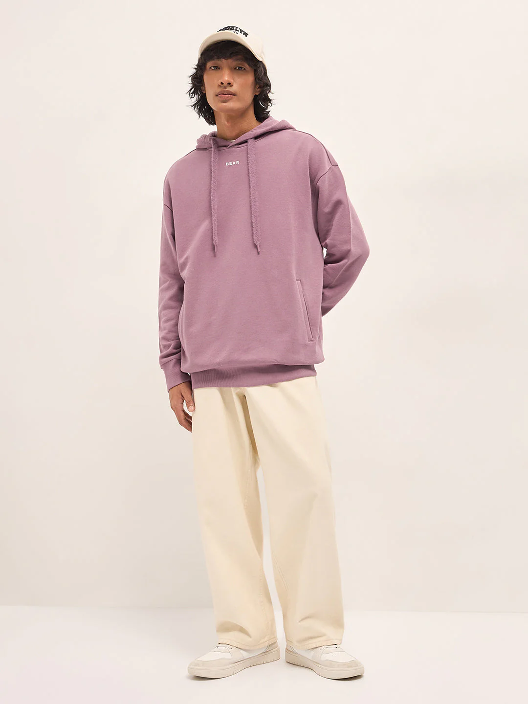 Men Pink Relaxed Fit Hoodie - Image 4