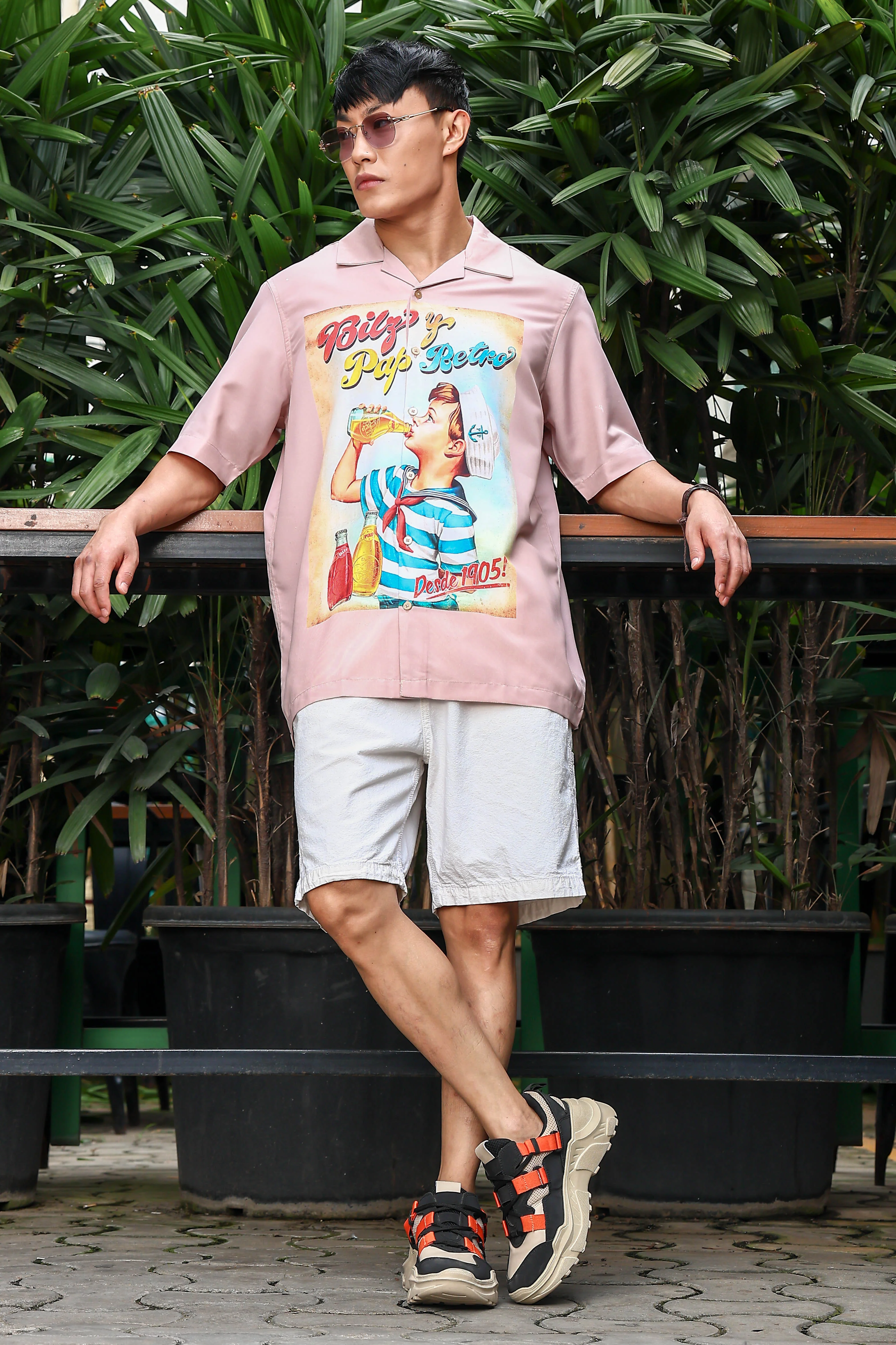 Men Pink Relaxed Fit Resort Shirt - Image 6