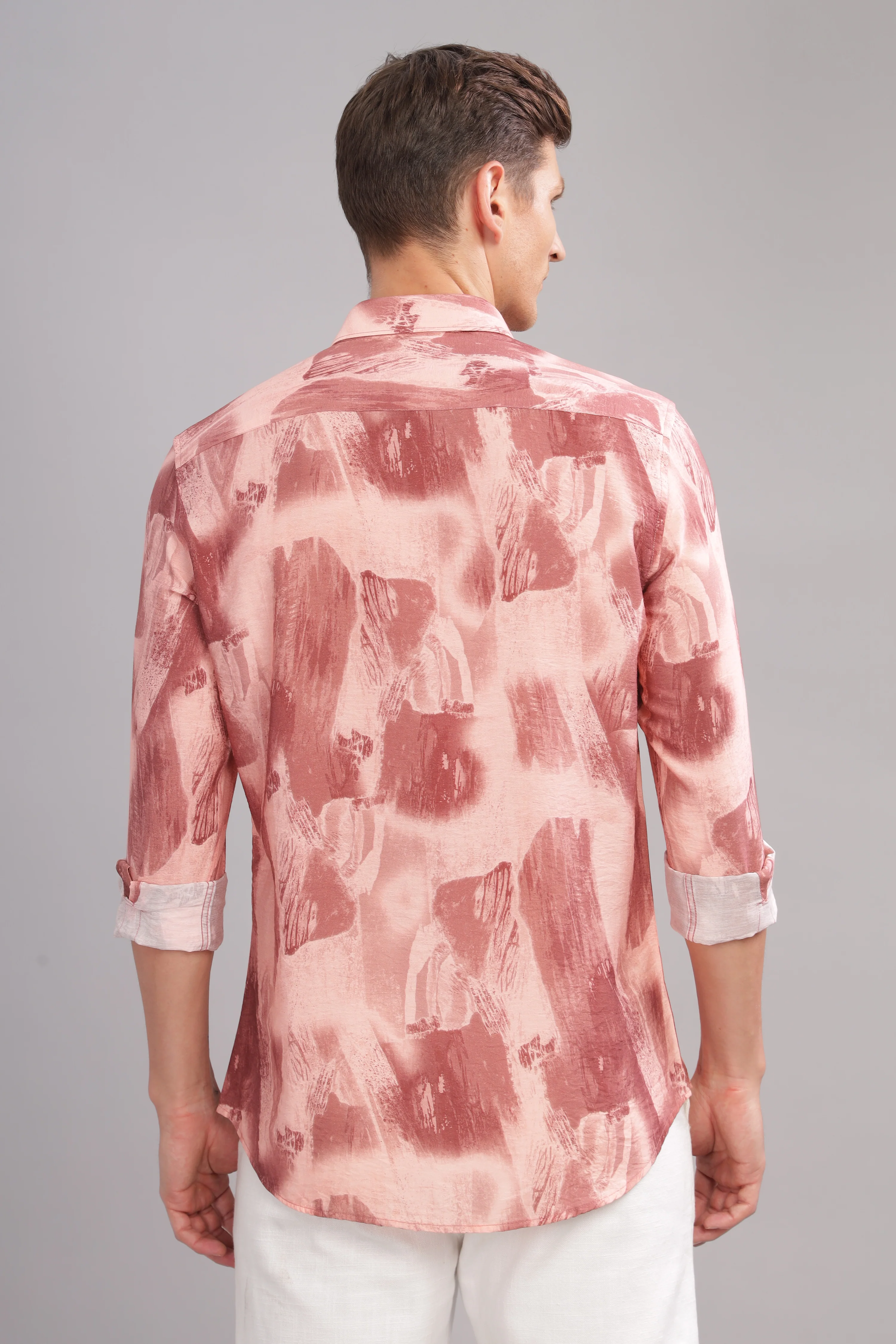 Men Pink Slim Fit Shirt - Image 2