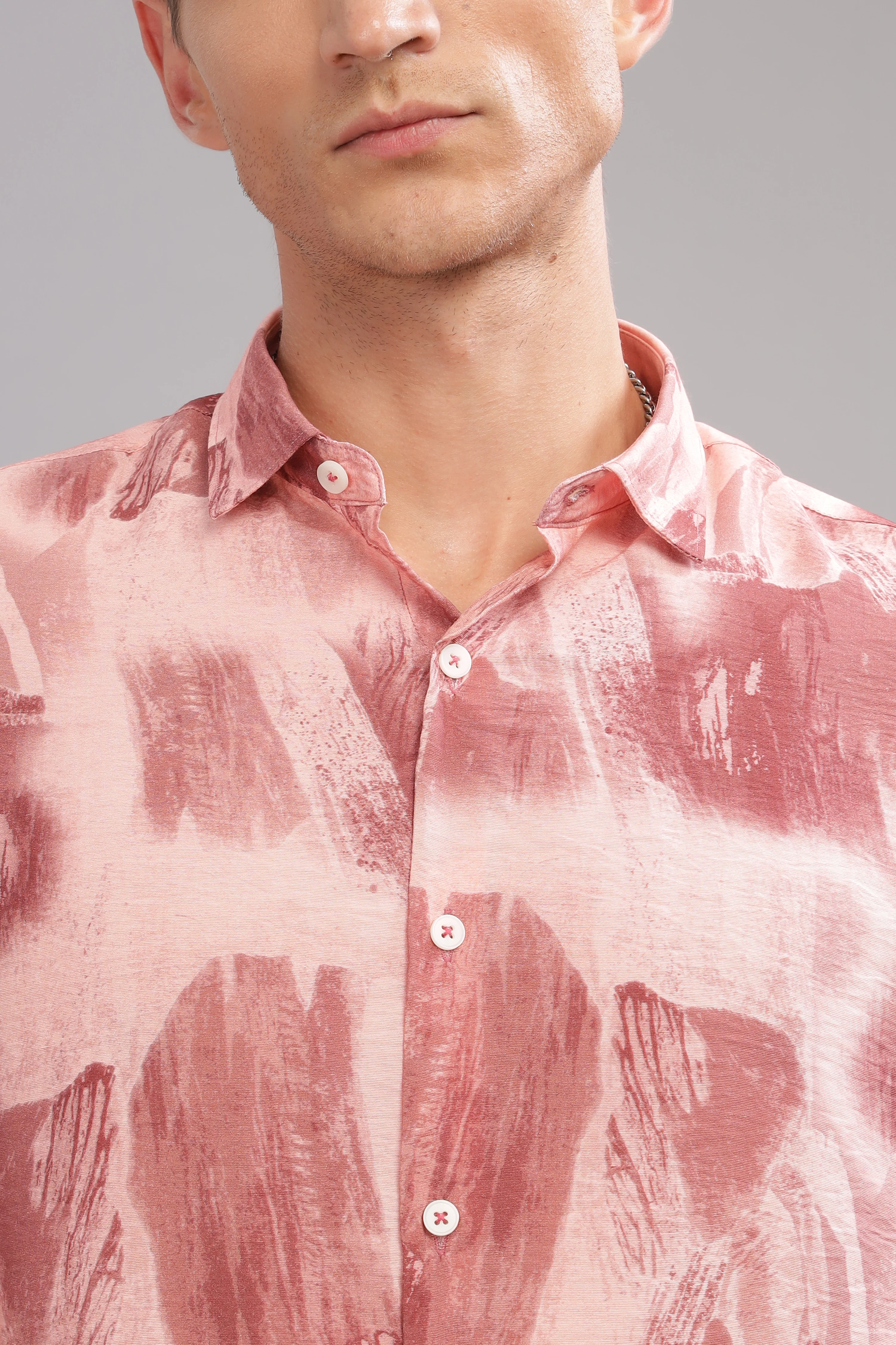 Men Pink Slim Fit Shirt - Image 6