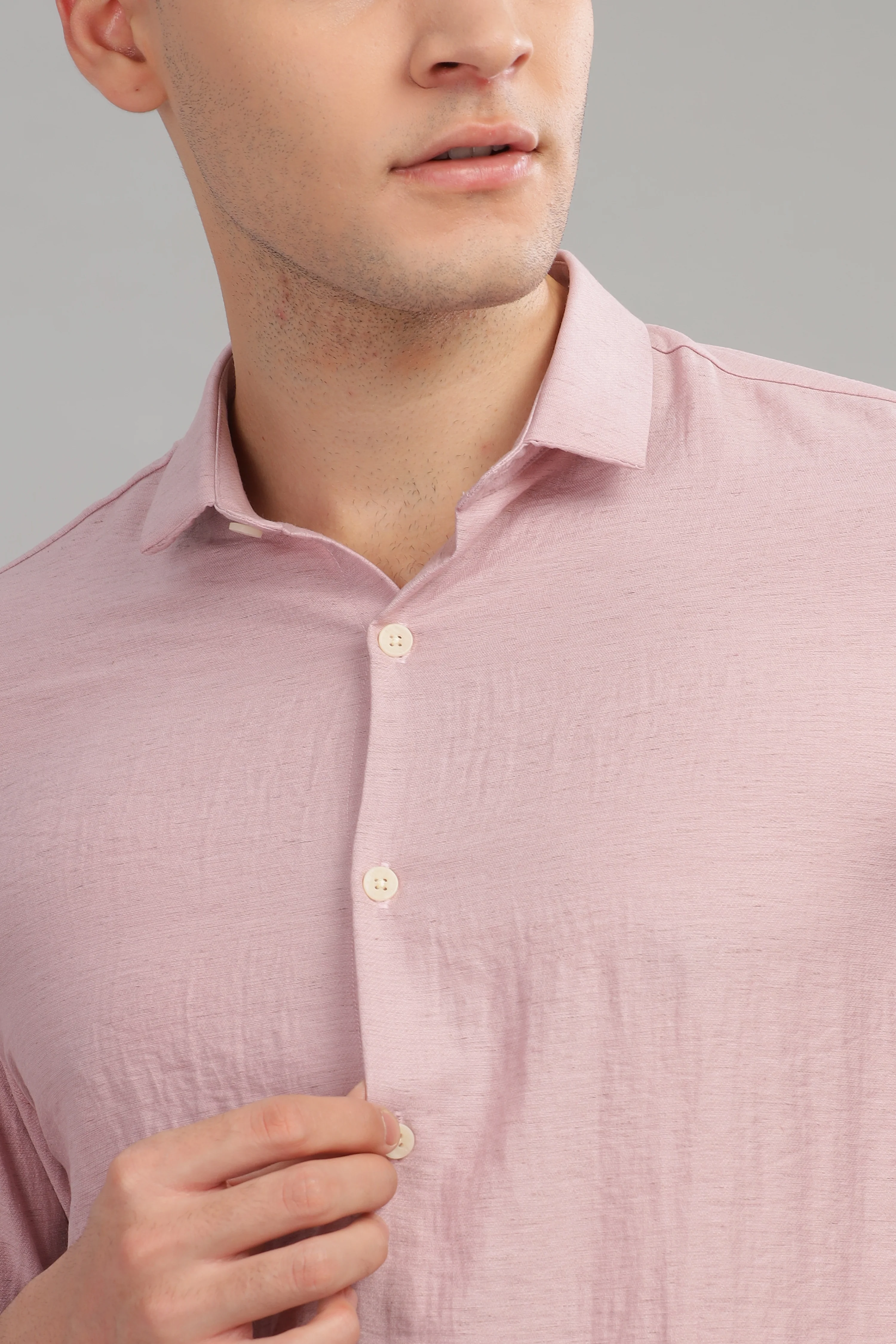Men Pink Slim Fit Shirt - Image 6