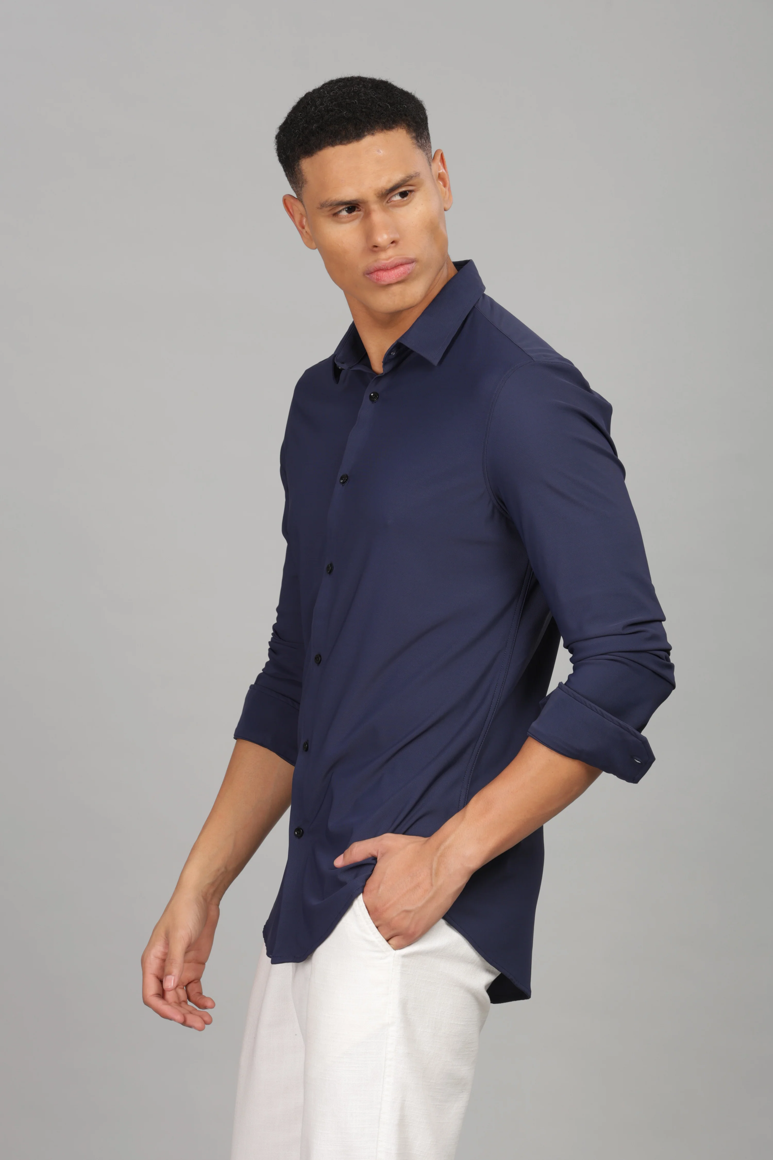 Men Blue Slim Fit Shirt - Image 2