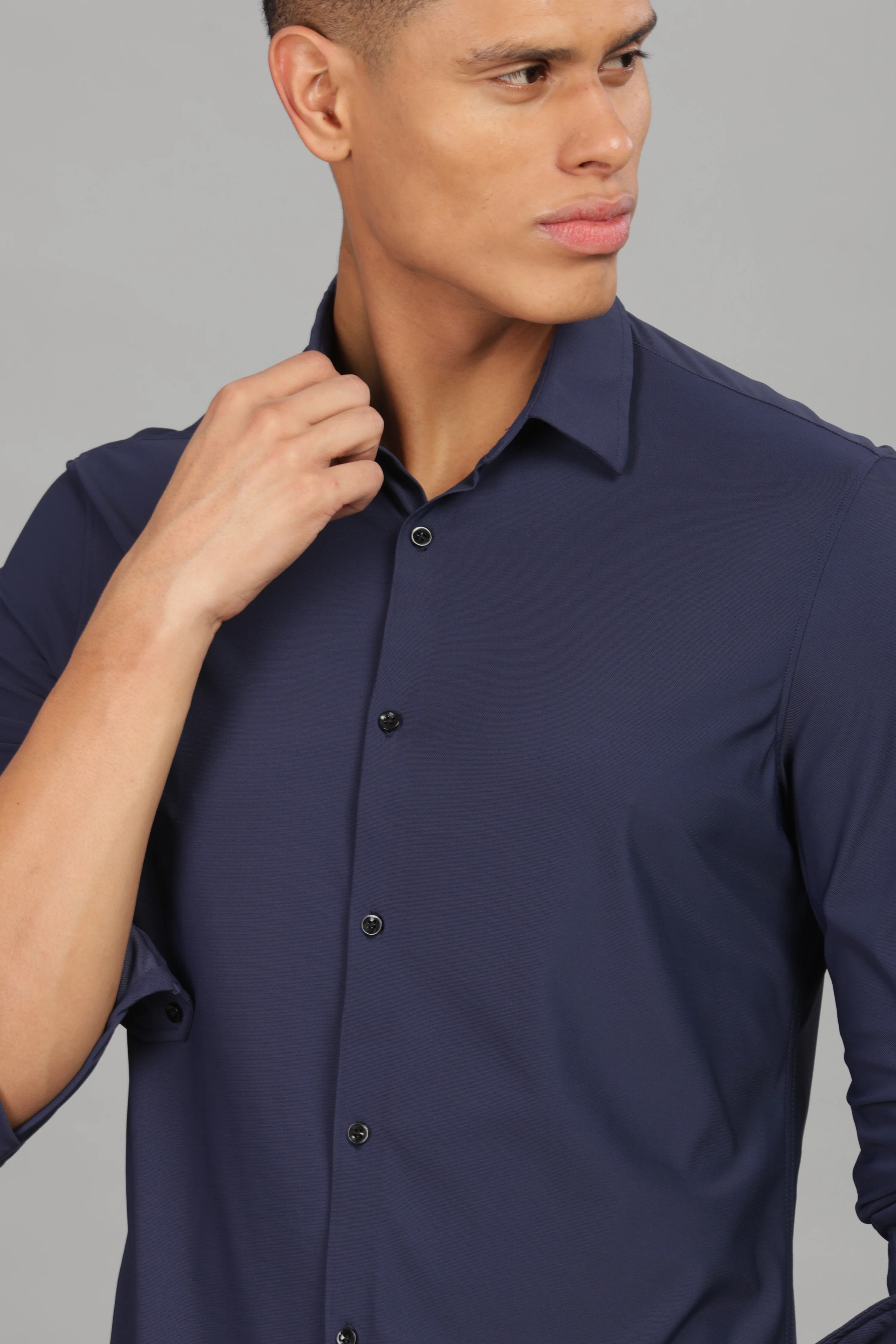 Men Blue Slim Fit Shirt - Image 3