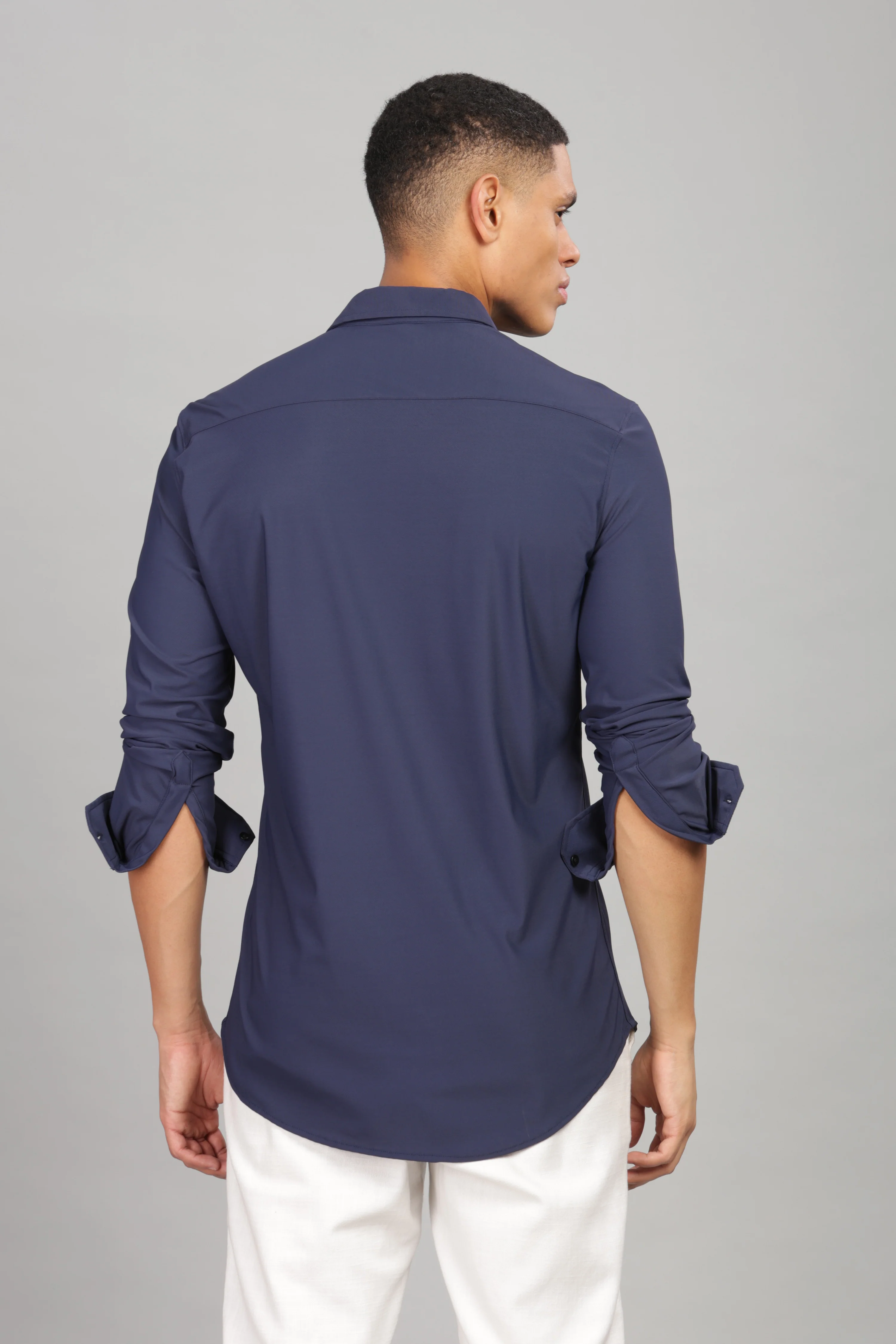 Men Blue Slim Fit Shirt - Image 4