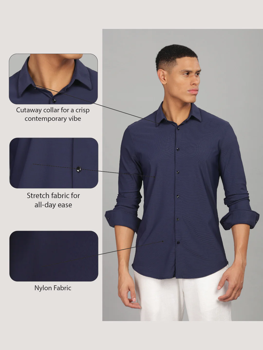 Men Blue Slim Fit Shirt - Image 6