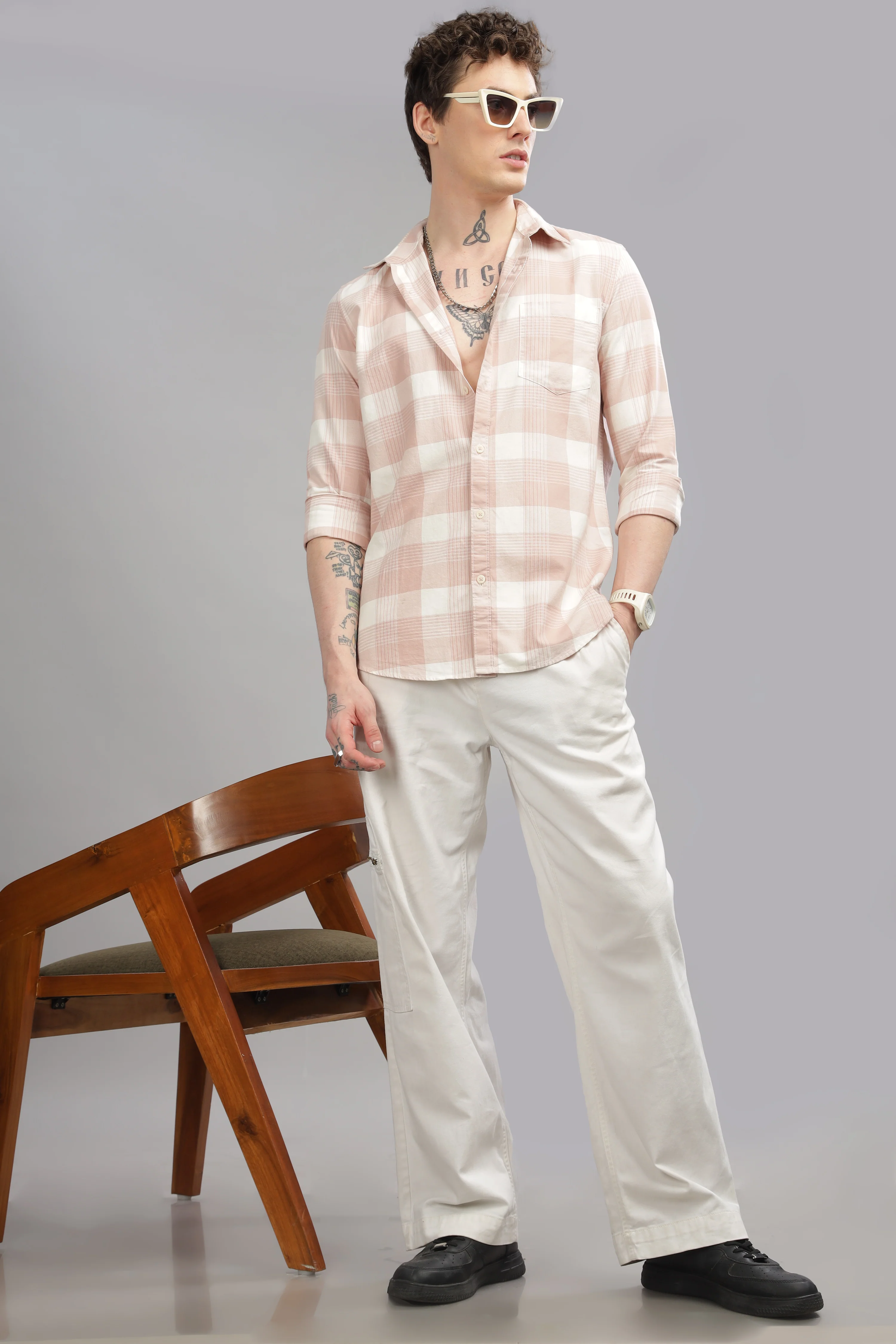 Men Pink Slim Fit Shirt - Image 3