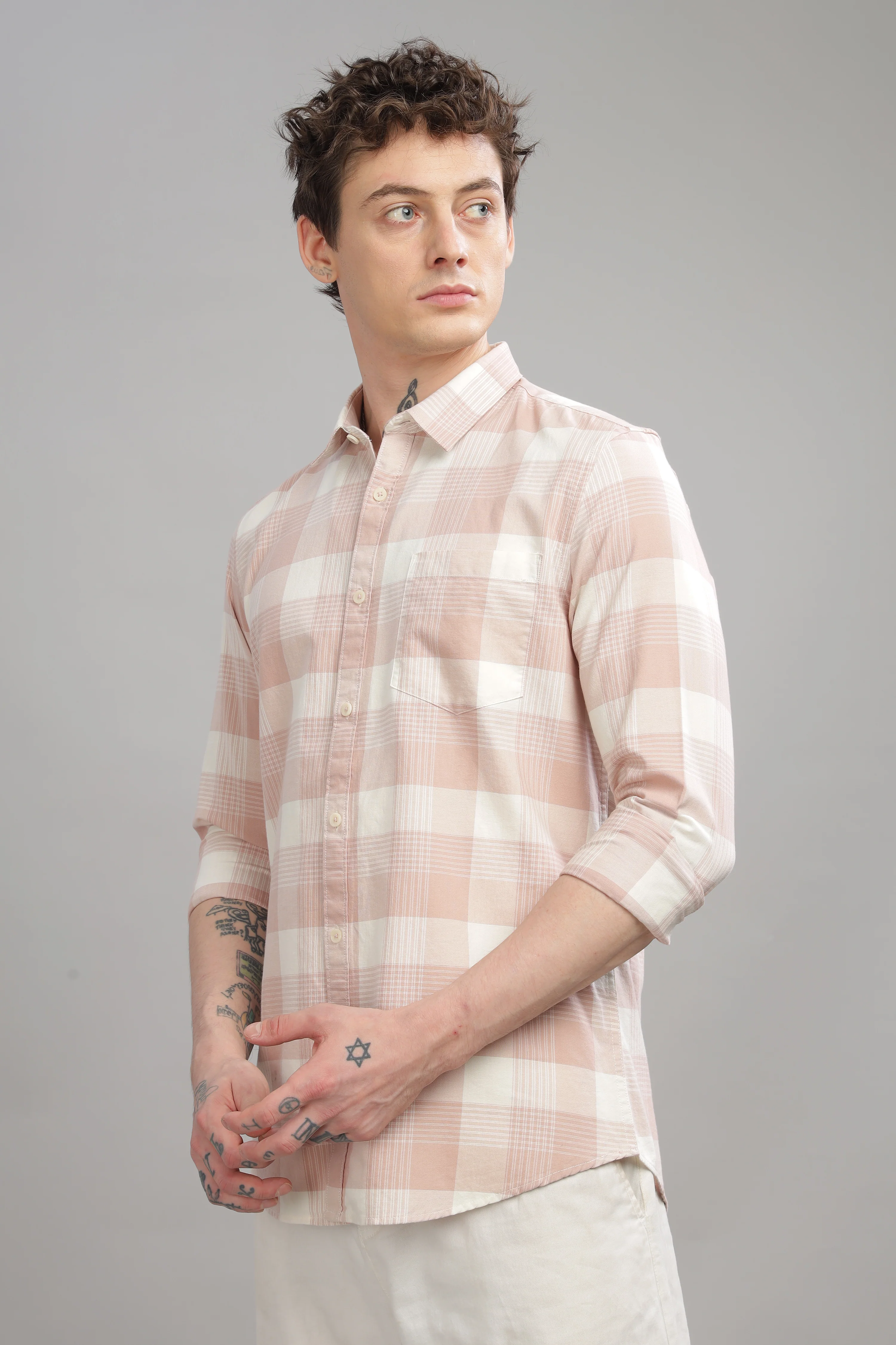 Men Pink Slim Fit Shirt - Image 4