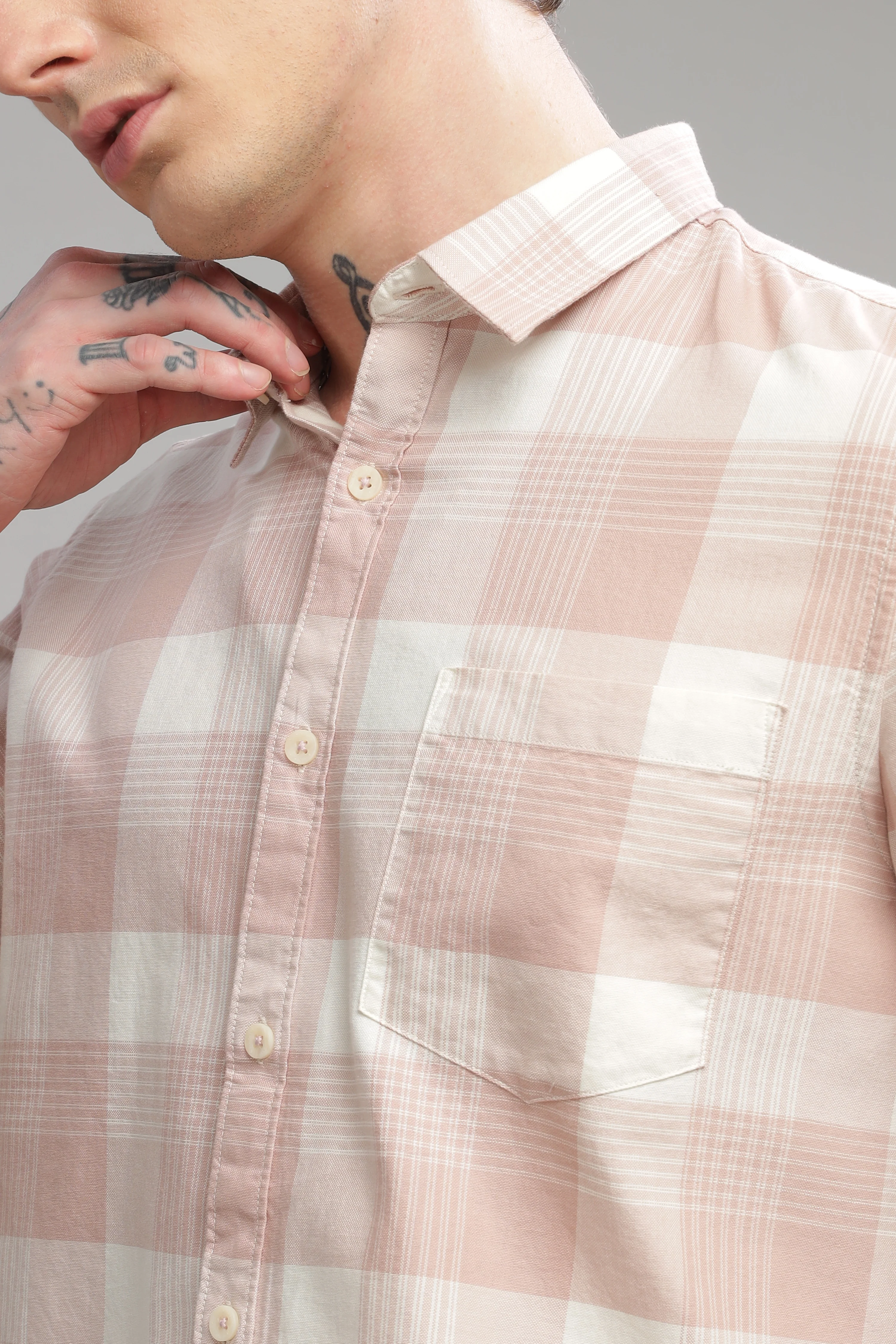 Men Pink Slim Fit Shirt - Image 6