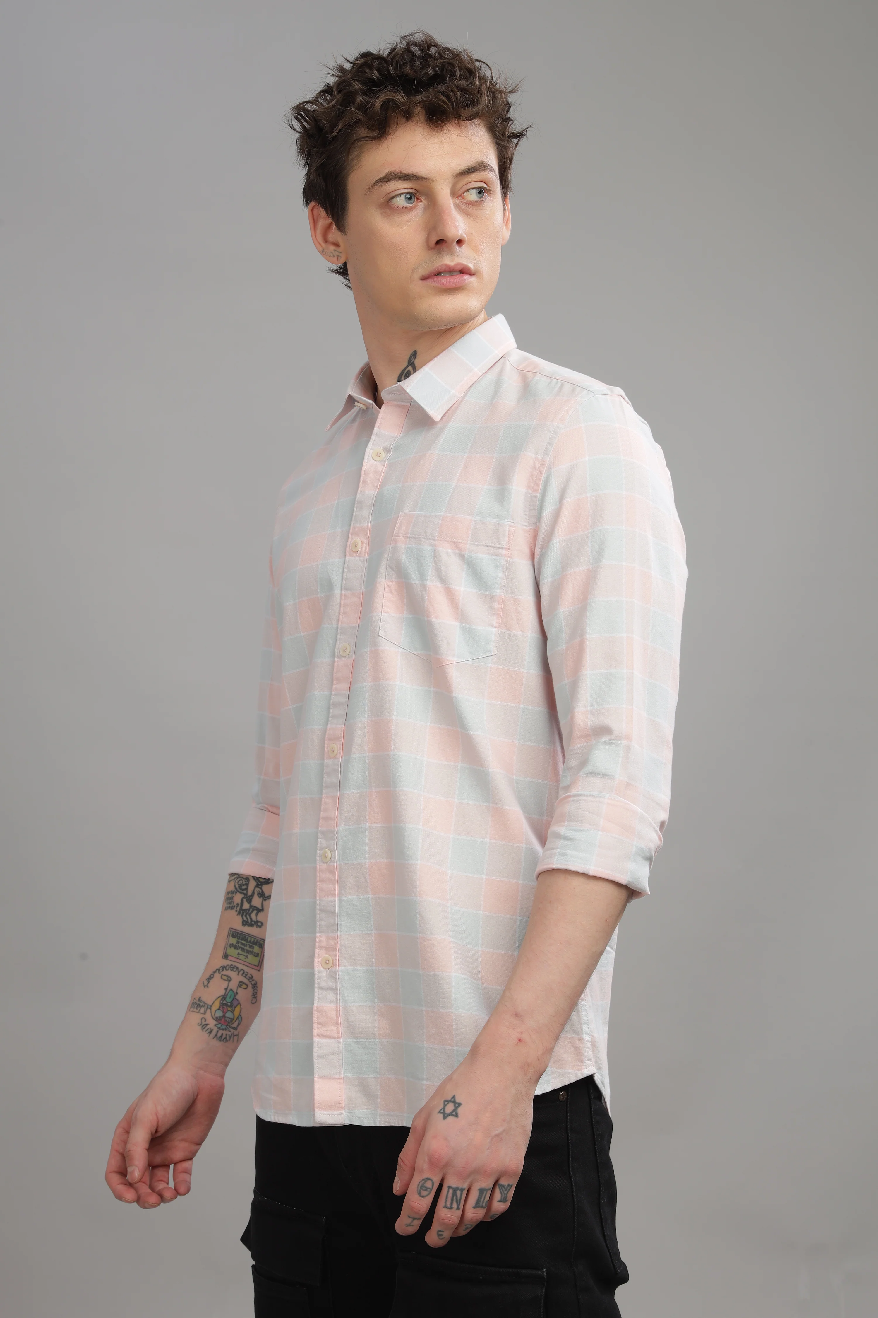 Men Pink Slim Fit Shirt - Image 5