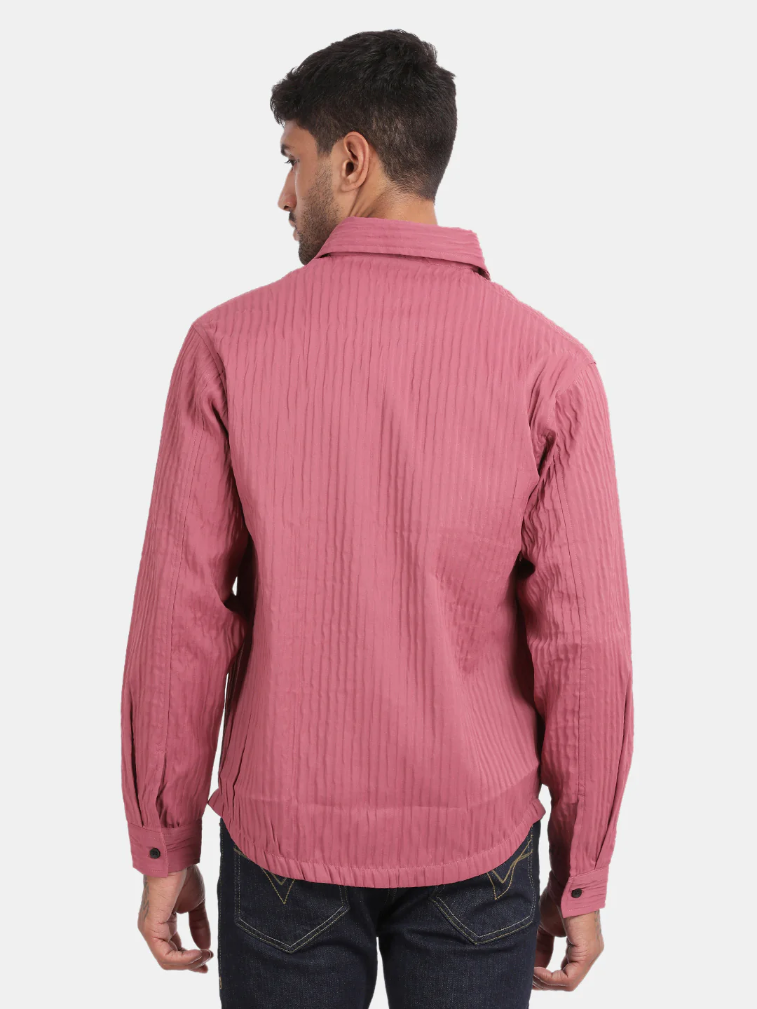 Men Pink Slim Fit Spread Collar Full Sleeve Casual Shirt - Image 2