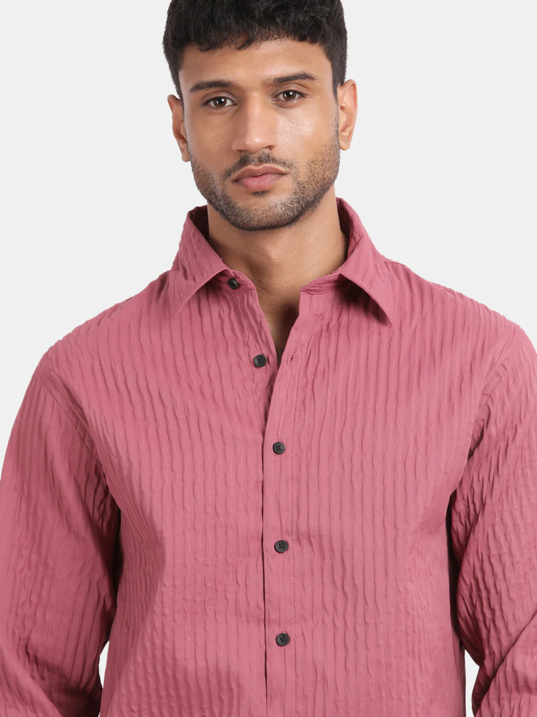 Men Pink Slim Fit Spread Collar Full Sleeve Casual Shirt - Image 5