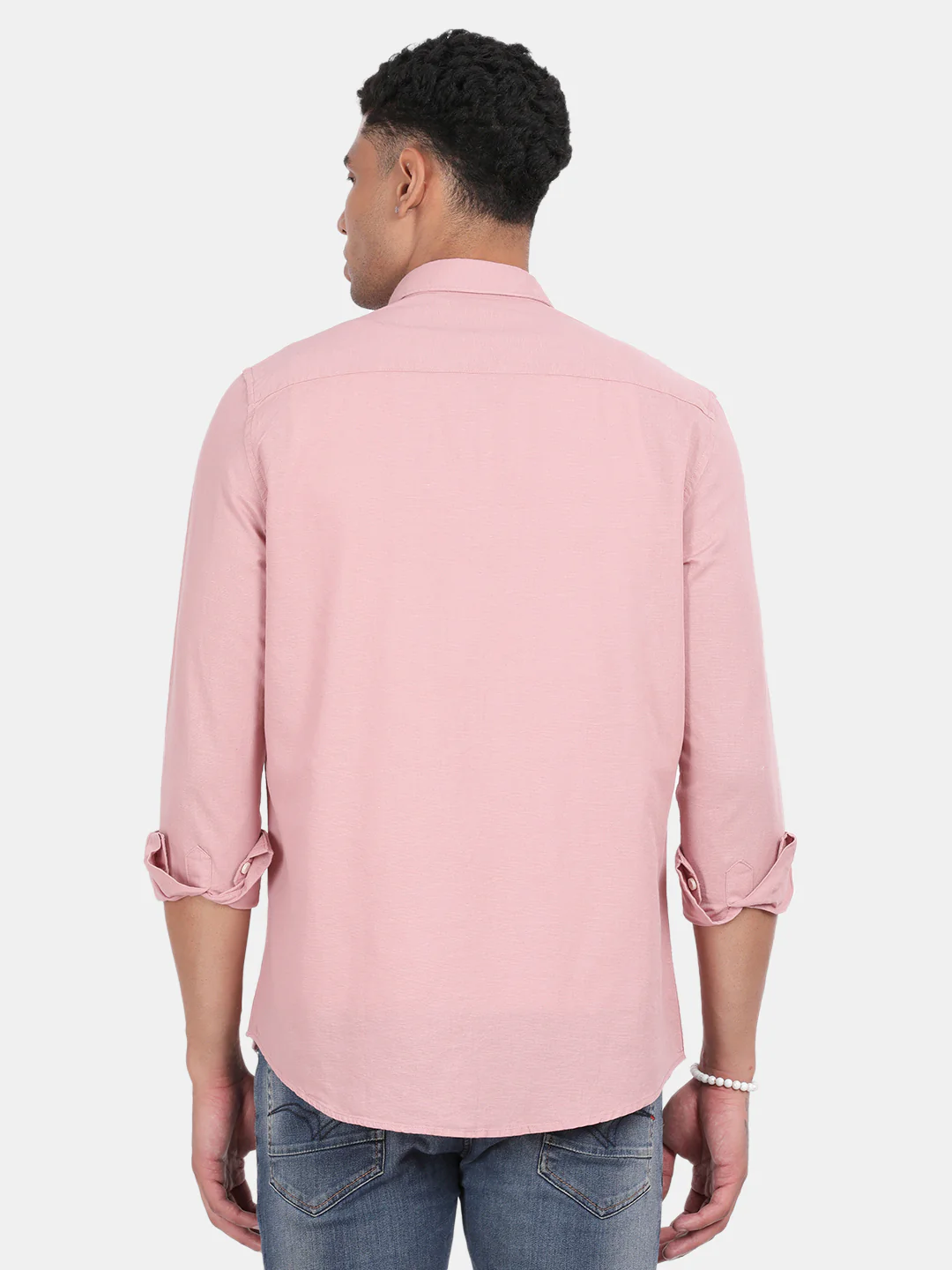 Men Pink Slim Fit Spread Collar Full Sleeve Casual Shirt - Image 3