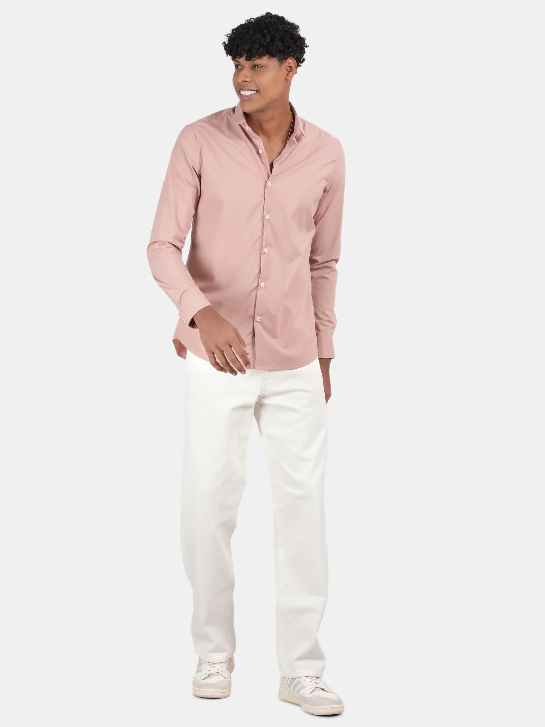 Men Pink Slim Fit Spread Collar Full Sleeve Casual Shirt - Image 3