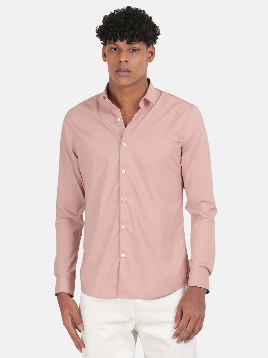 Men Pink Slim Fit Spread Collar Full Sleeve Casual Shirt - Image 4