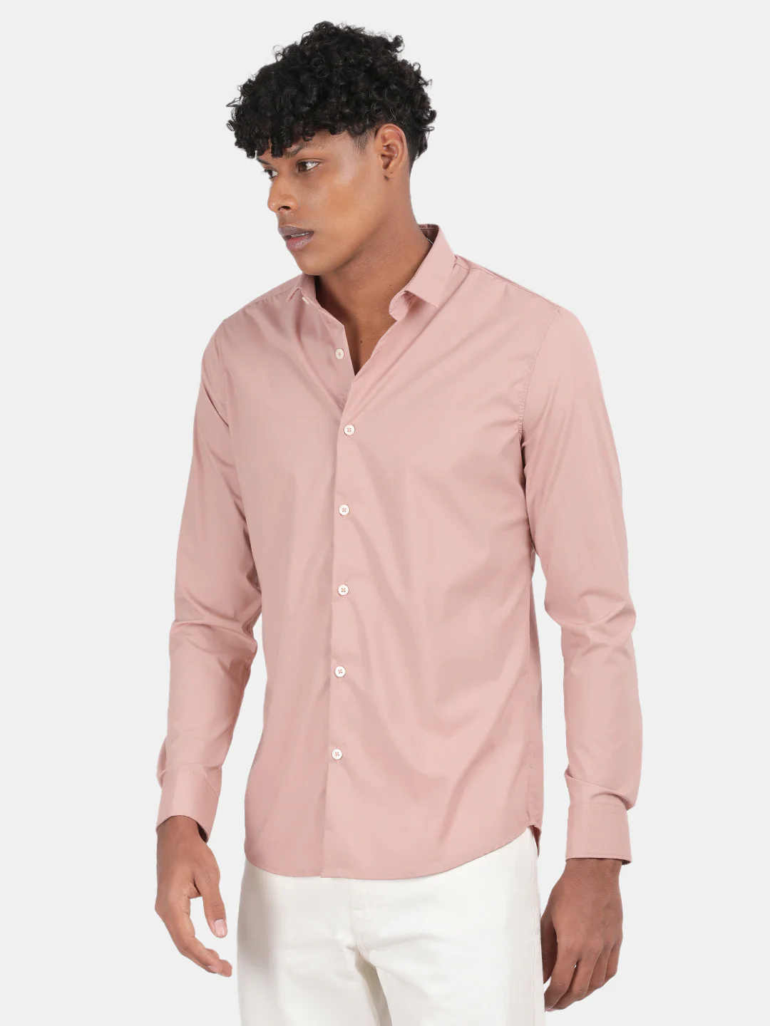 Men Pink Slim Fit Spread Collar Full Sleeve Casual Shirt - Image 5