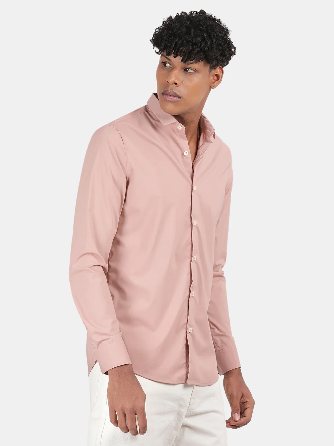 Men Pink Slim Fit Spread Collar Full Sleeve Casual Shirt - Image 6
