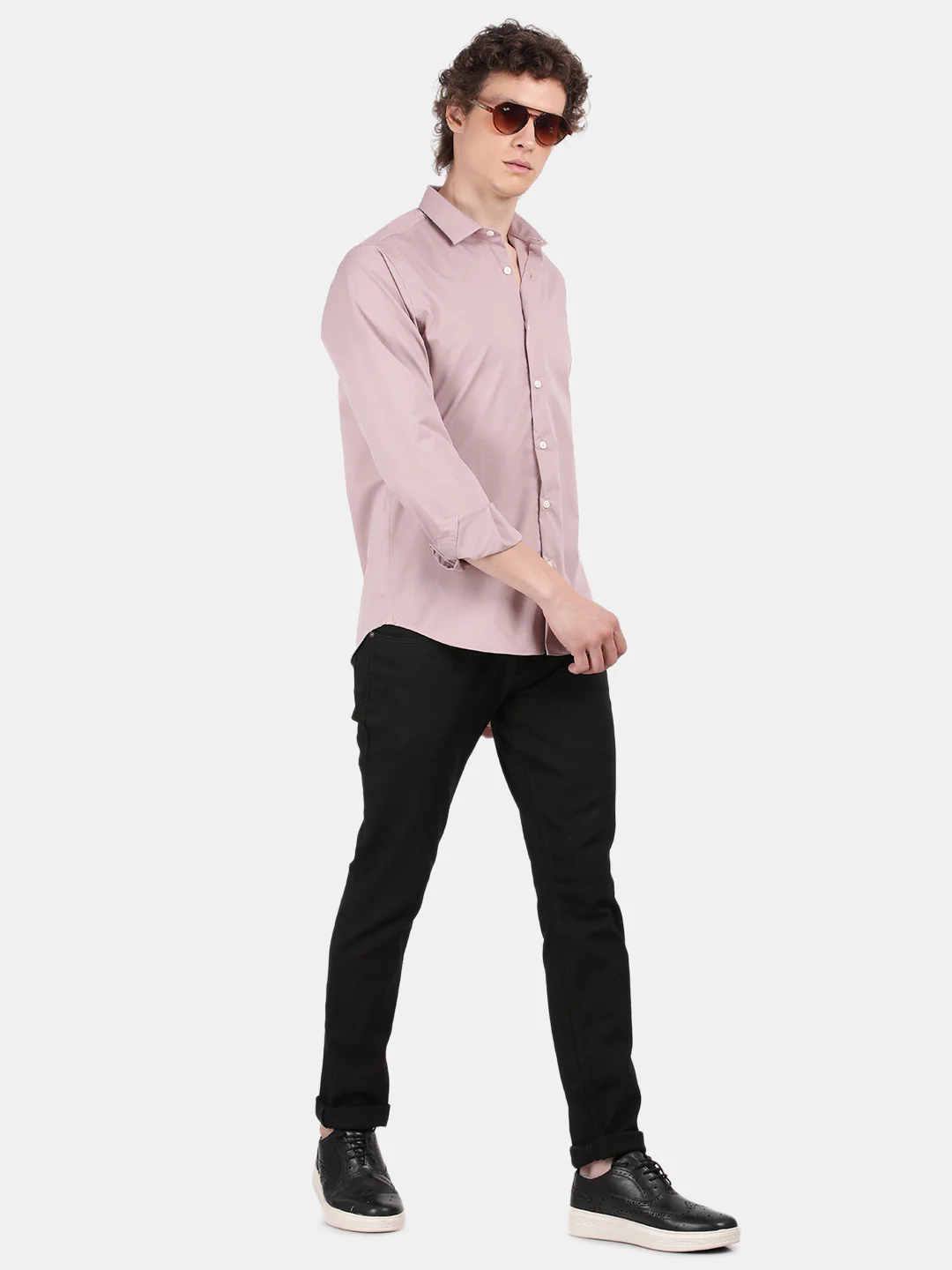 Men Pink Slim Fit Spread Collar Full Sleeve Casual Shirt - Image 3