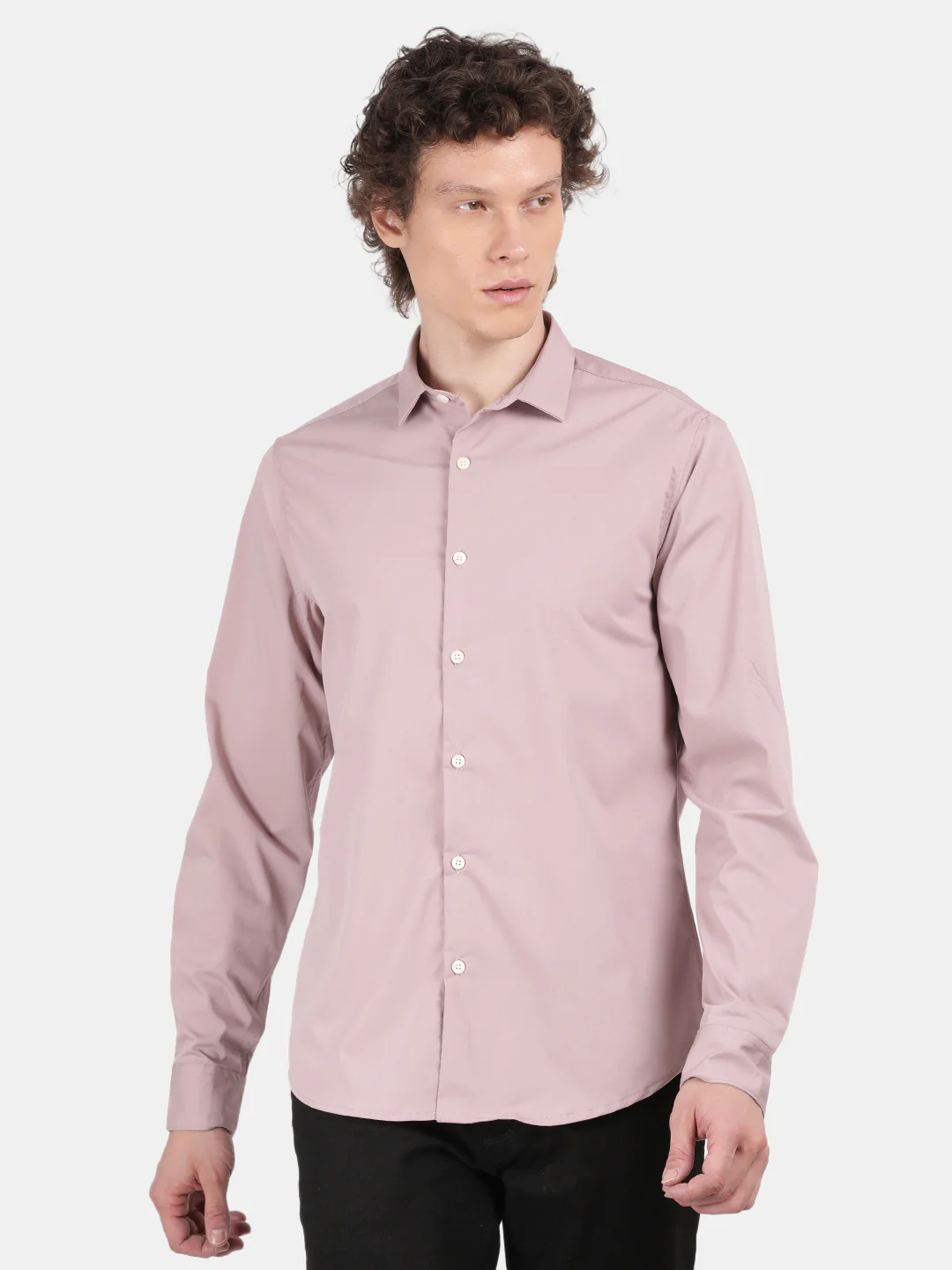 Men Pink Slim Fit Spread Collar Full Sleeve Casual Shirt - Image 4