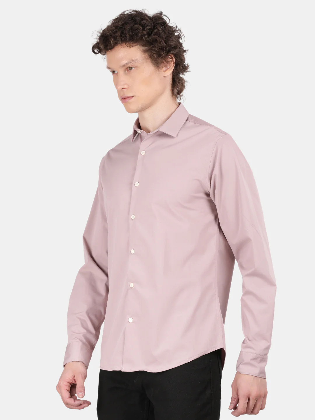 Men Pink Slim Fit Spread Collar Full Sleeve Casual Shirt - Image 5