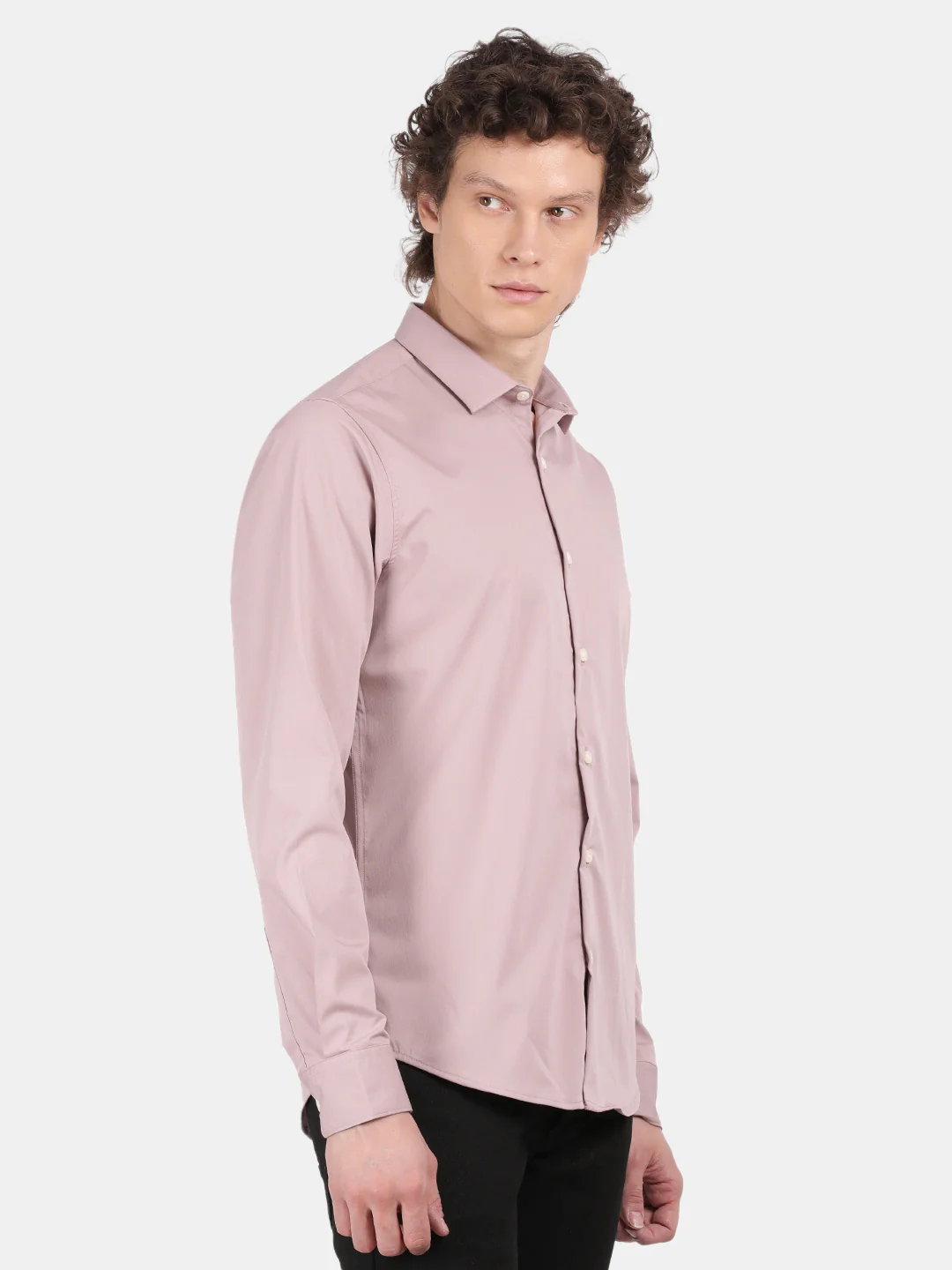 Men Pink Slim Fit Spread Collar Full Sleeve Casual Shirt - Image 6