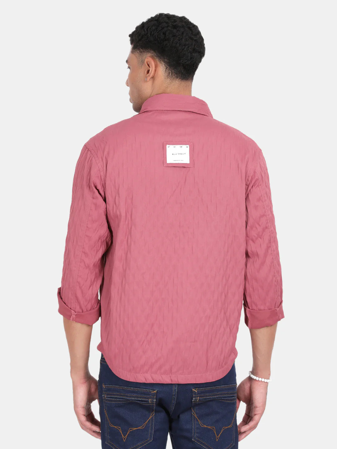 Men Pink Slim Fit Spread Collar Full Sleeve Casual Shirt - Image 2