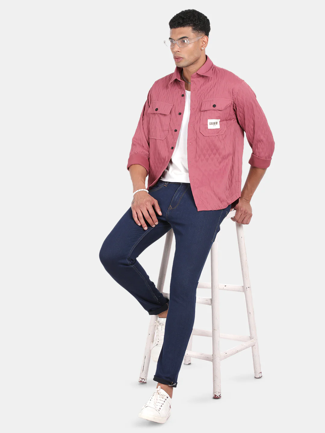 Men Pink Slim Fit Spread Collar Full Sleeve Casual Shirt - Image 3