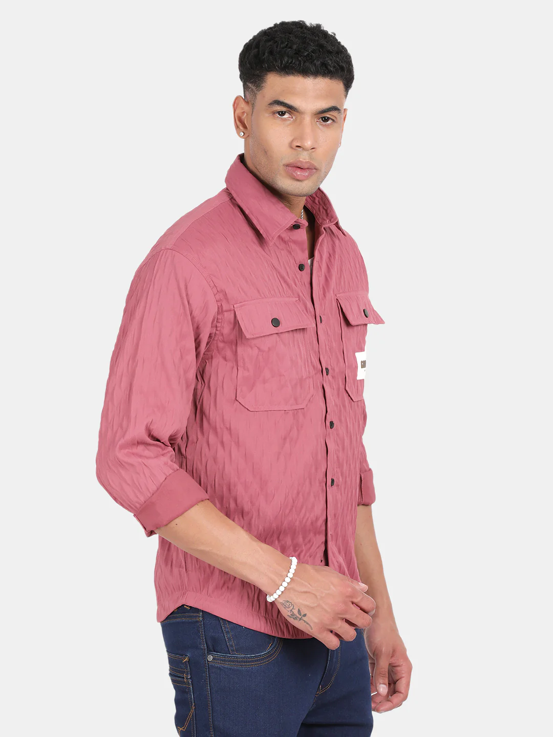 Men Pink Slim Fit Spread Collar Full Sleeve Casual Shirt - Image 6
