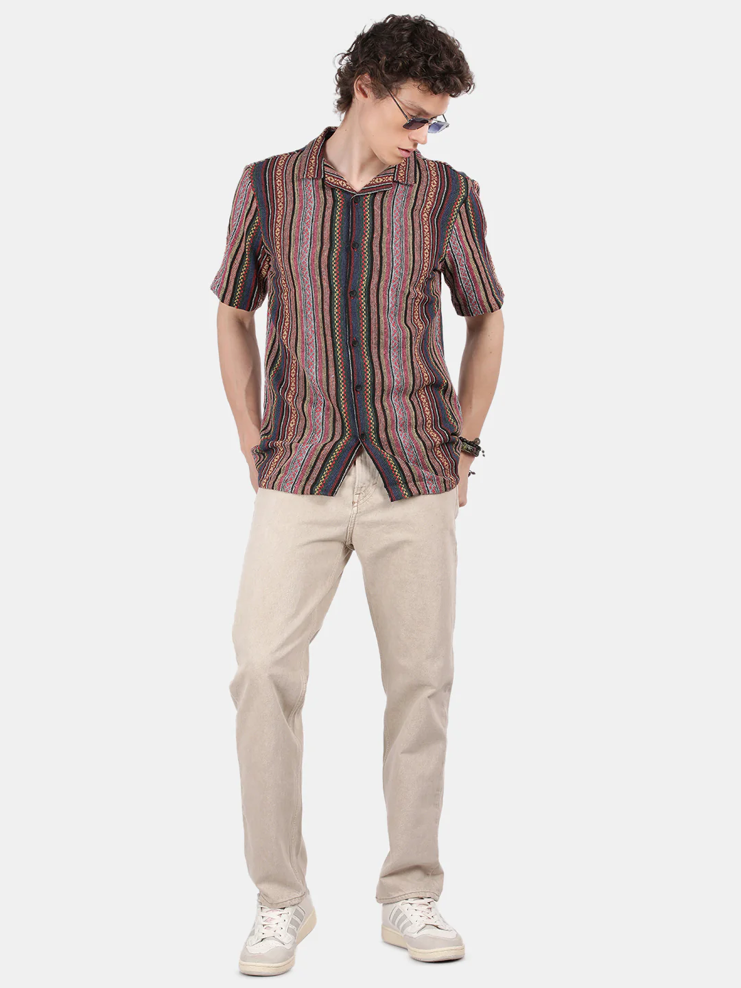 Men Pink Slim Fit Spread Collar Half Sleeve Casual Shirt - Image 3