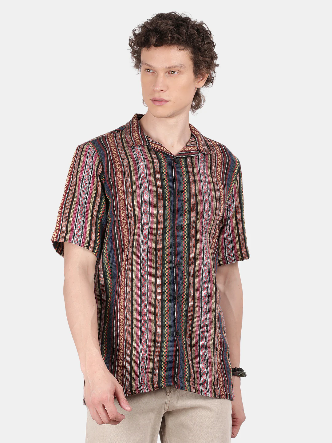 Men Pink Slim Fit Spread Collar Half Sleeve Casual Shirt - Image 4