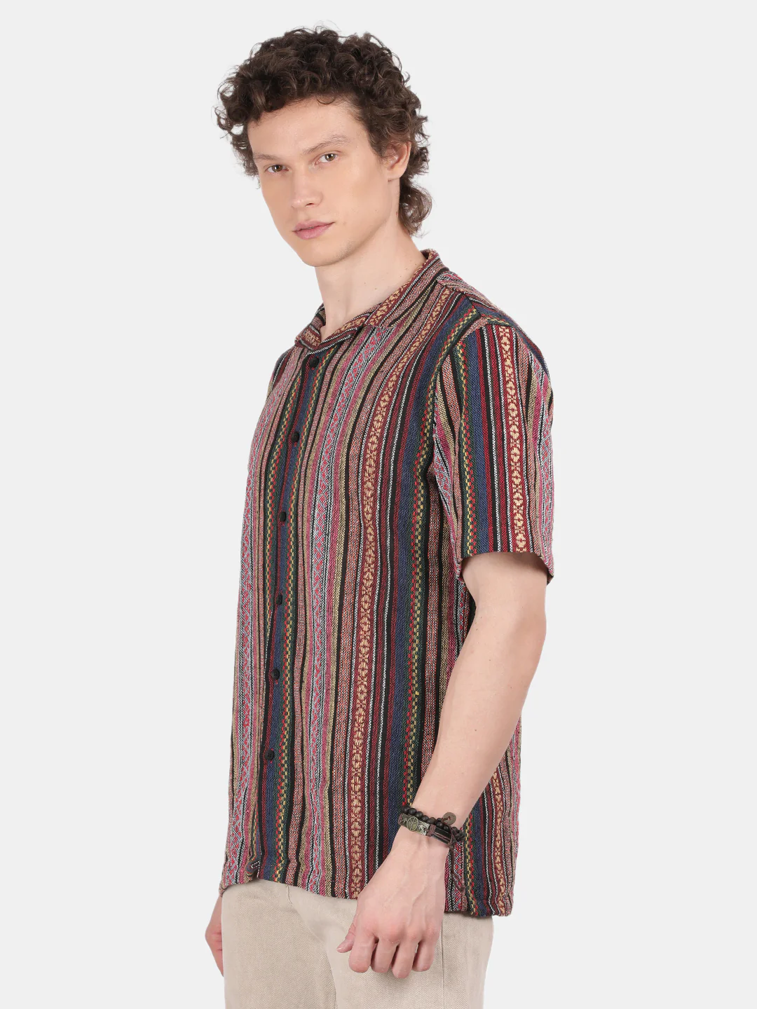 Men Pink Slim Fit Spread Collar Half Sleeve Casual Shirt - Image 5