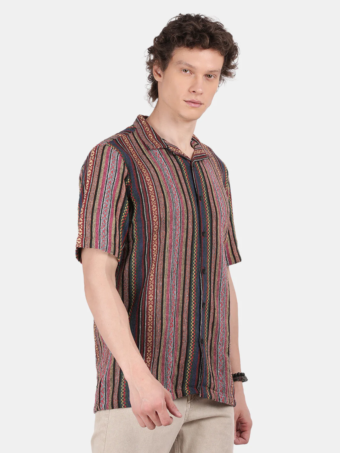 Men Pink Slim Fit Spread Collar Half Sleeve Casual Shirt - Image 6