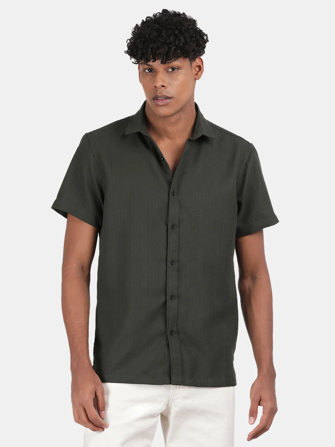 Men Pink Slim Fit Spread Collar Half Sleeve Casual Shirt - Image 4
