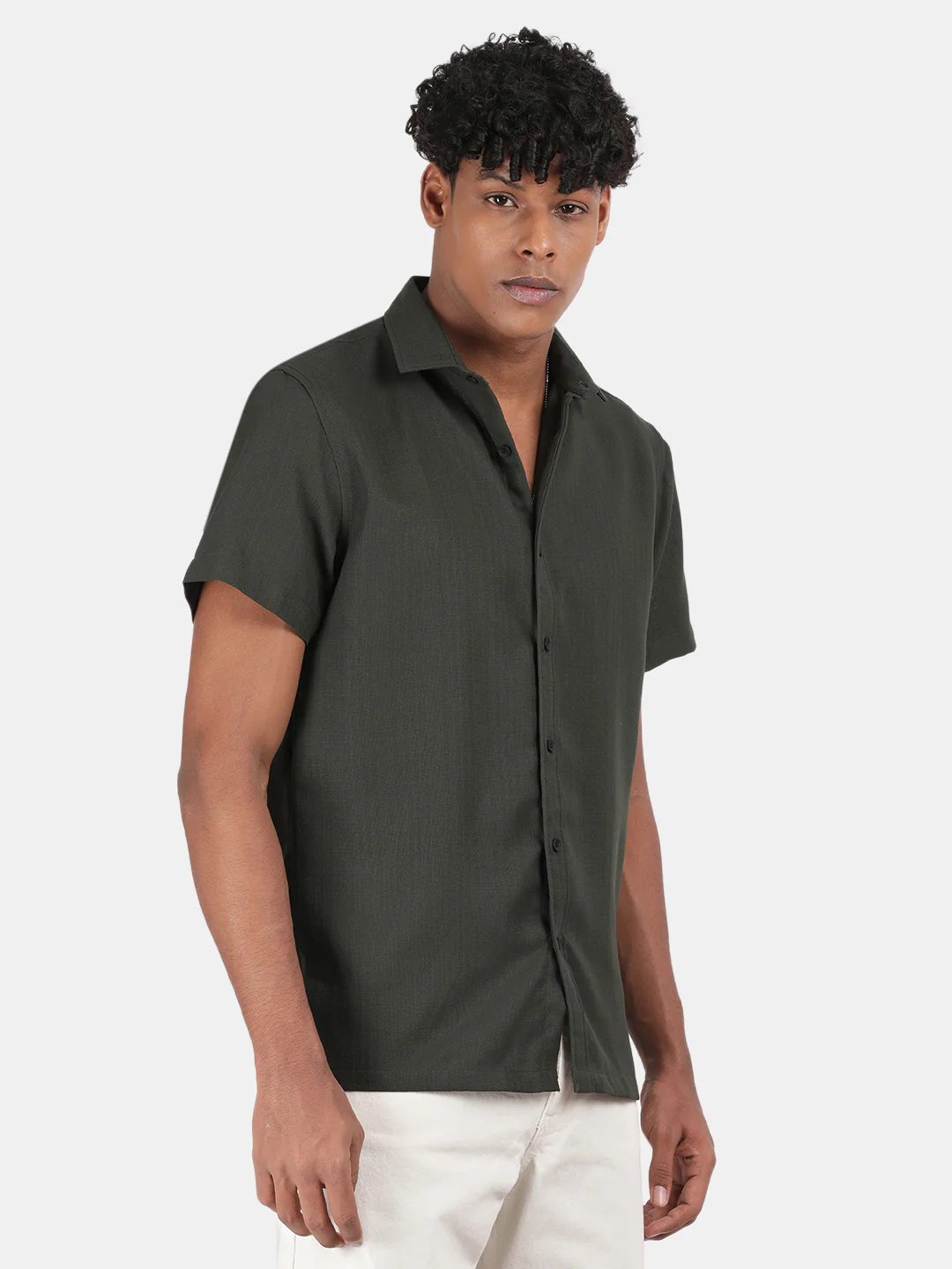 Men Pink Slim Fit Spread Collar Half Sleeve Casual Shirt - Image 6