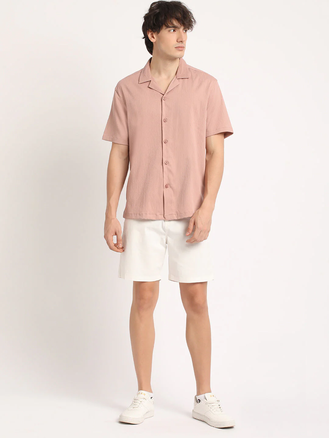 Men  Pink Solid Regular Fit Casual Shirt - Image 5
