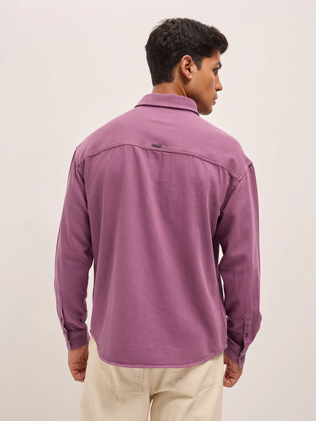Men Pink Solid Relax Fit Overshirt - Image 2