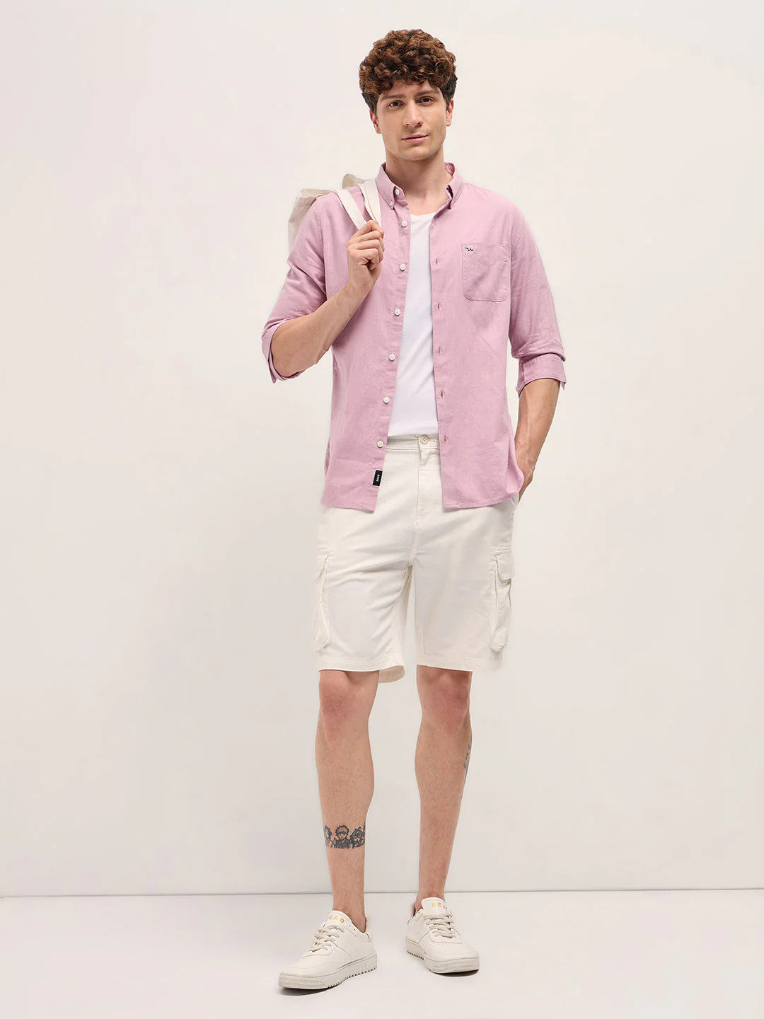 Men Pink Solid Slim Fit Casual Shirt - Image 4