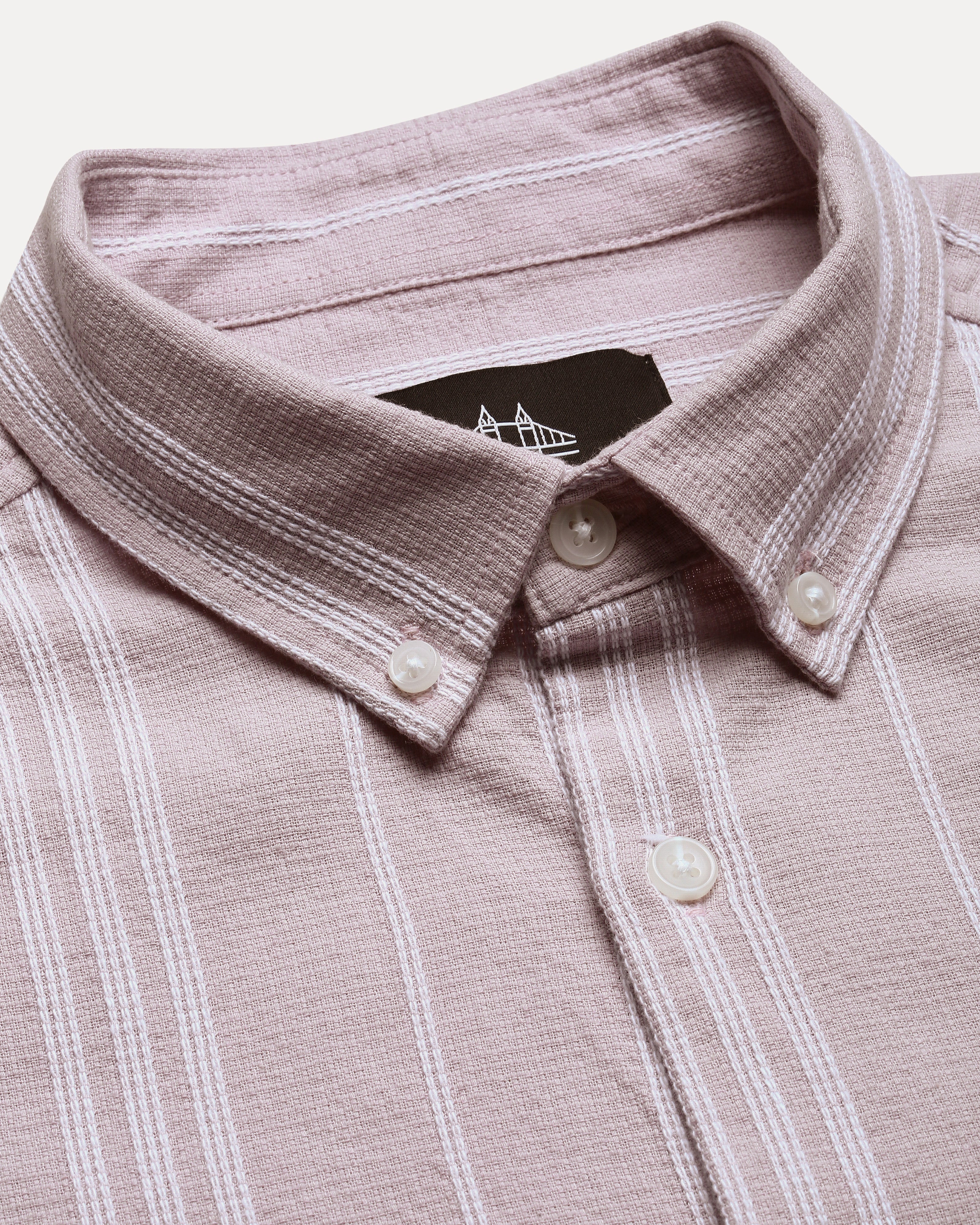Men Pink Striped Shirt - Image 7