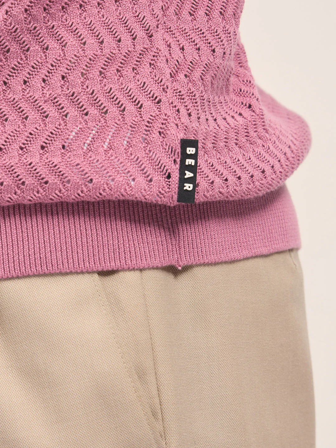 Men Pink Textured Knit Design Regular Fit Polo - Image 6