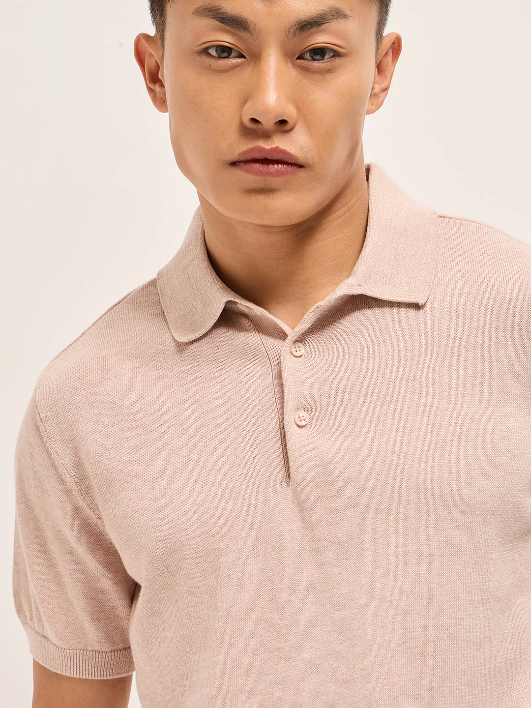 Men Pink Textured Knit Solid Regular Fit Polo - Image 5