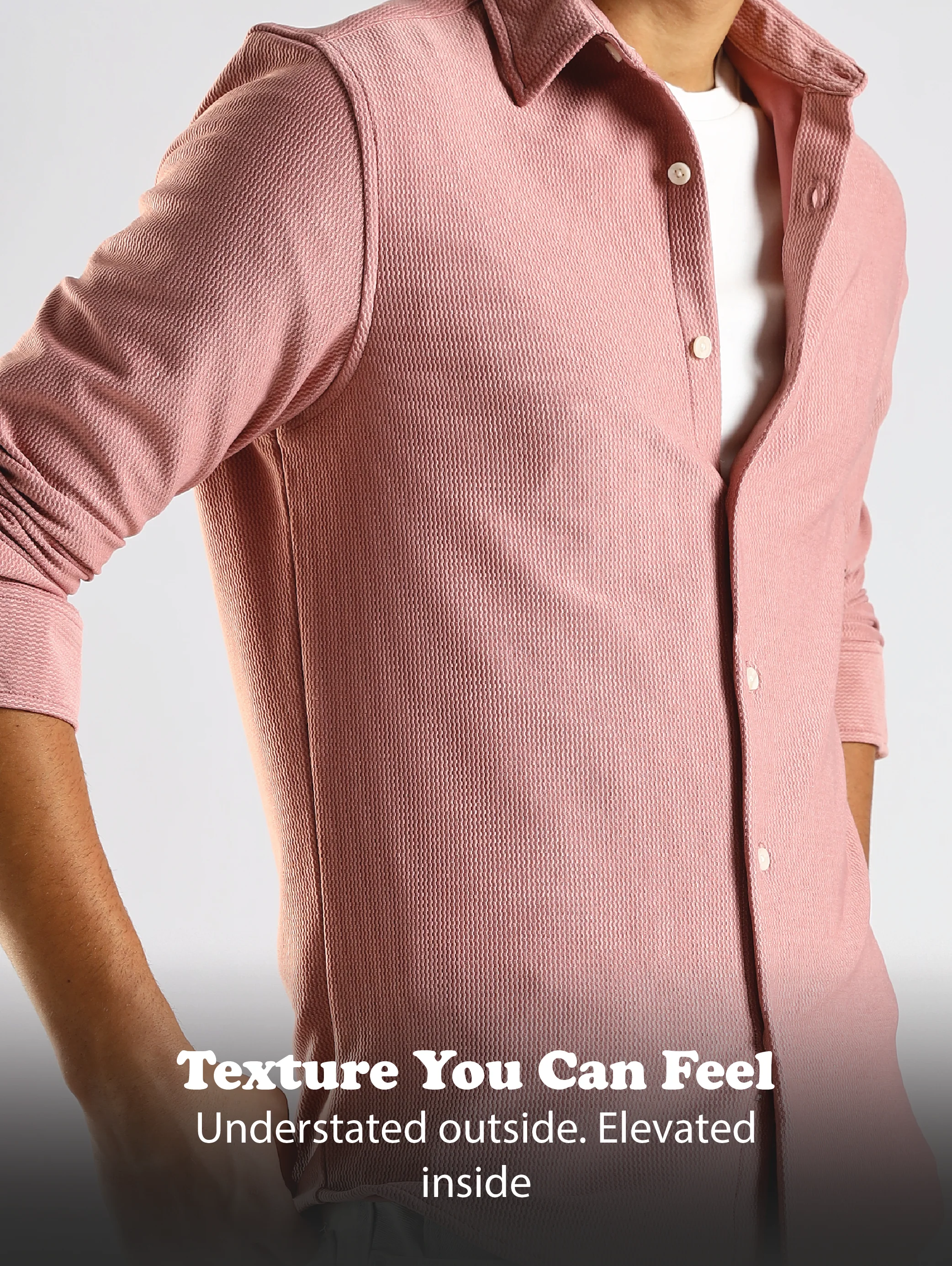 Men Pink Textured Spread Collar Shirt - Image 12