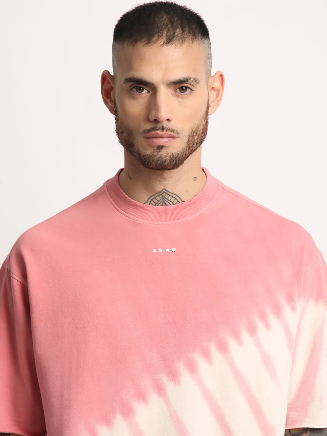 Men  Pink Tie & Dye Round Neck T-shirt - Image 6