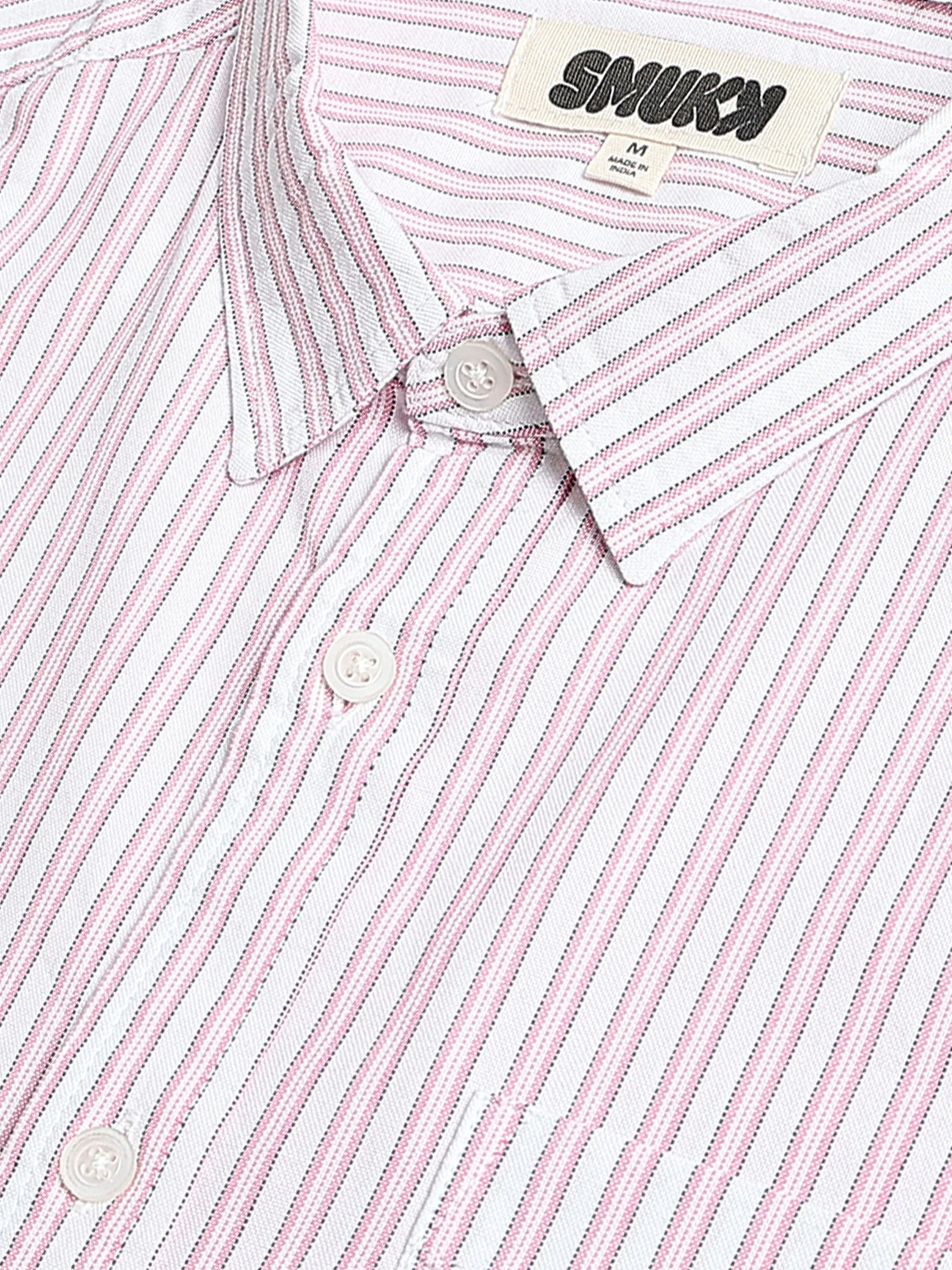 Men Pink & White Stripe Shirt - Image 4
