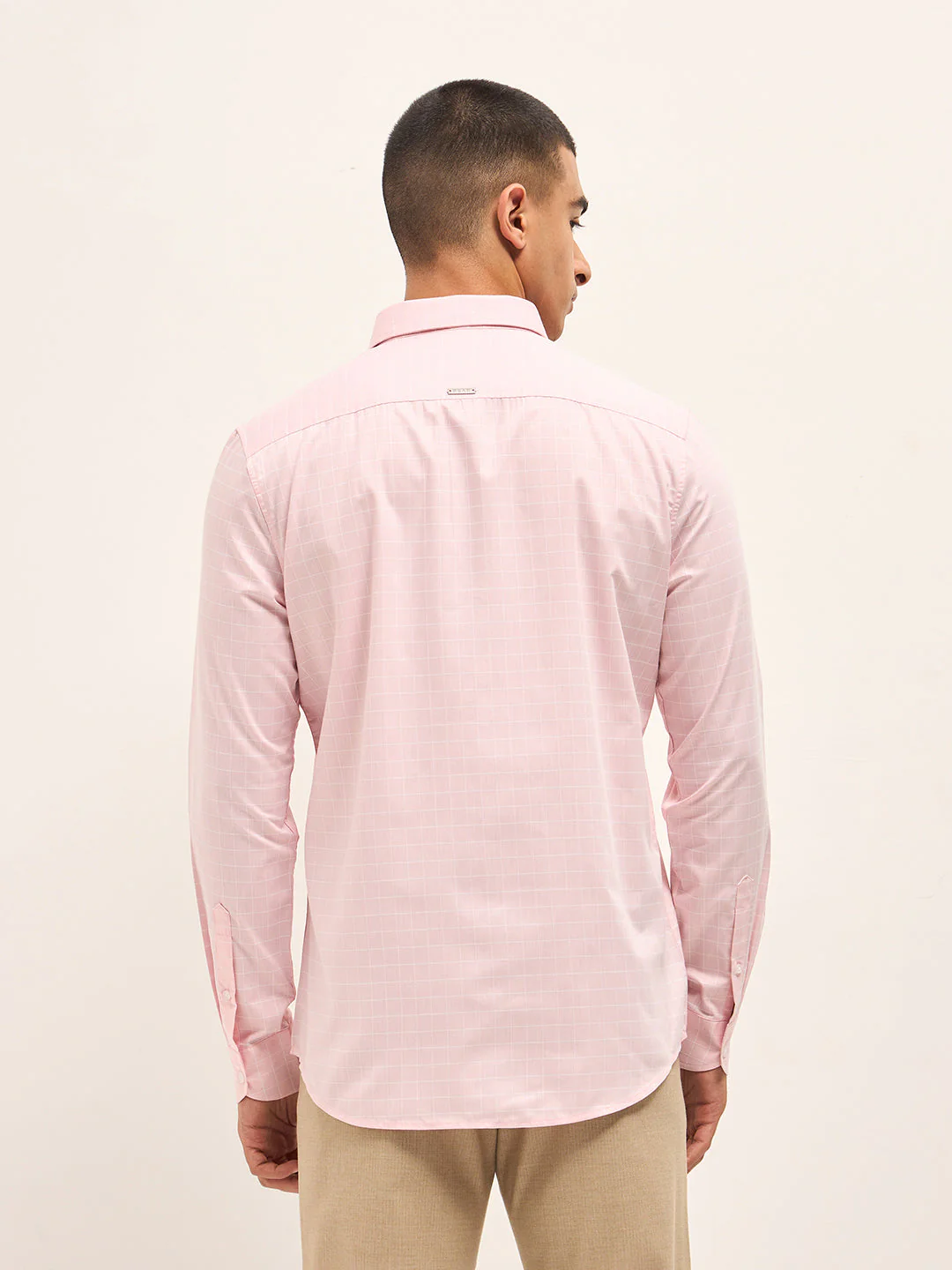 Men Pink Windowpane Checks Tailored Fit Formal Shirt - Image 2