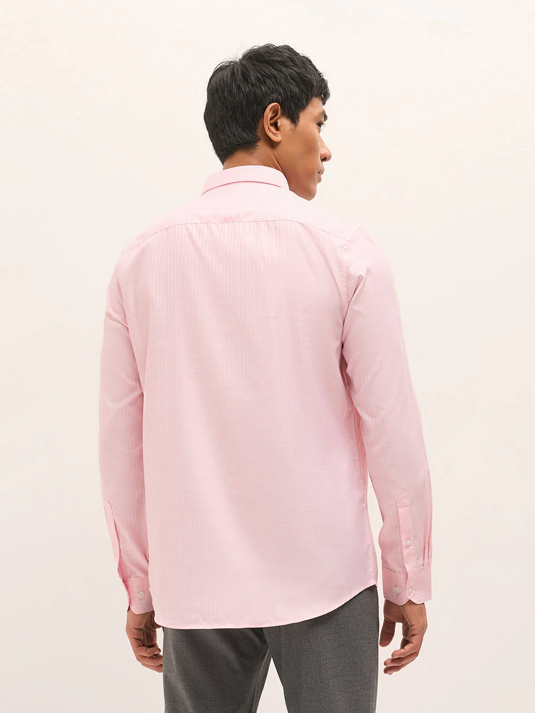 Men Pink Woven Pinstripe Tailored Fit Formal Shirt - Image 2