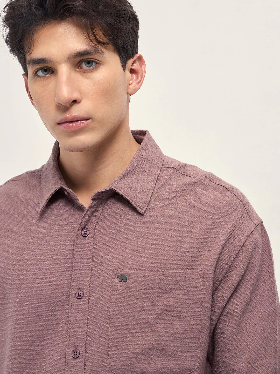 Men Pink Woven Textured Relaxed Fit Casual Shirt - Image 5